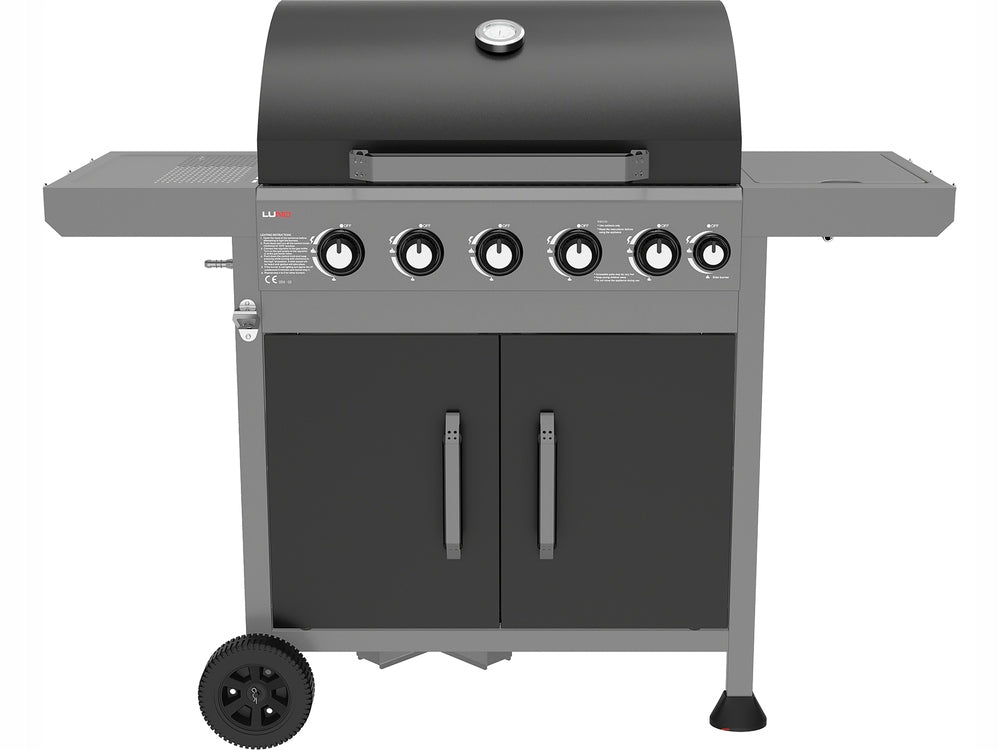 LUND GARDEN GAS GRILL 5+1 COVER SIDE BURNER CAST IRON GRATE 70x42CM Power 17.5 kW