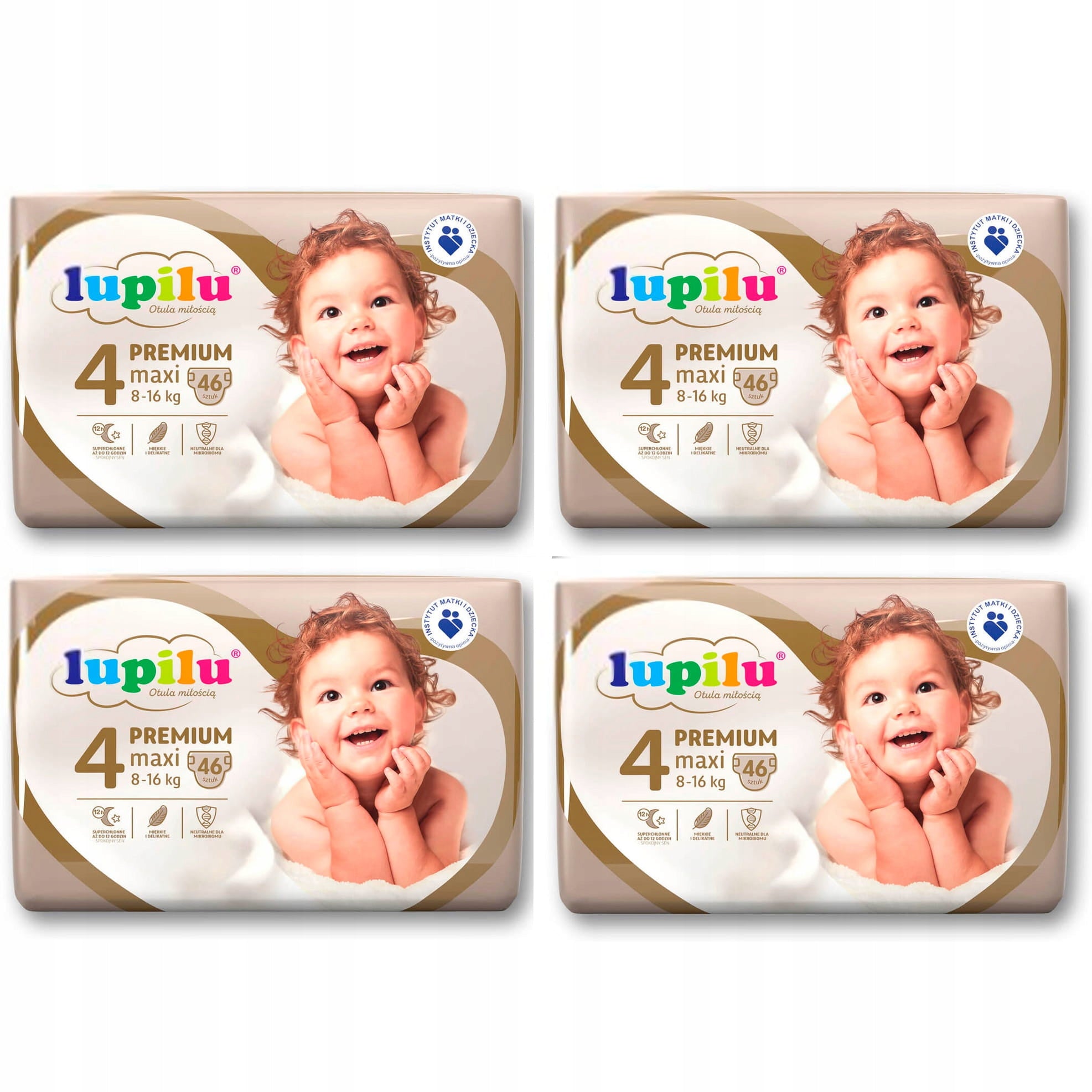 LUPILU Diapers PREMIUM 4 Maxi 8-16 kg 4 x 46 pcs. Gold