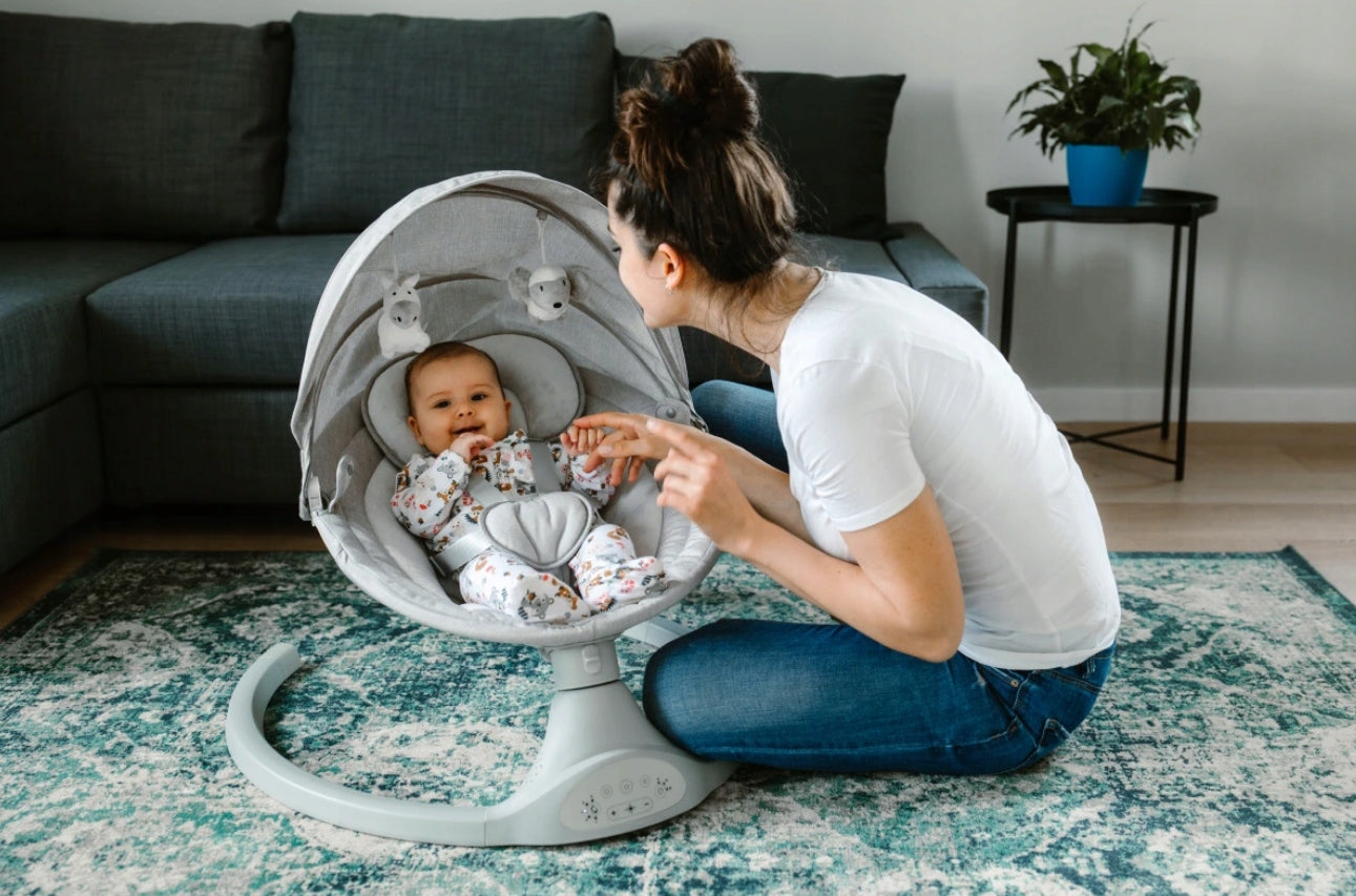 LUXI 2in1 Bluetooth Electric Rocker Lounger Additional features automatic rocking activity bar working time regulator batteries included battery-operated mains power supply removable covering