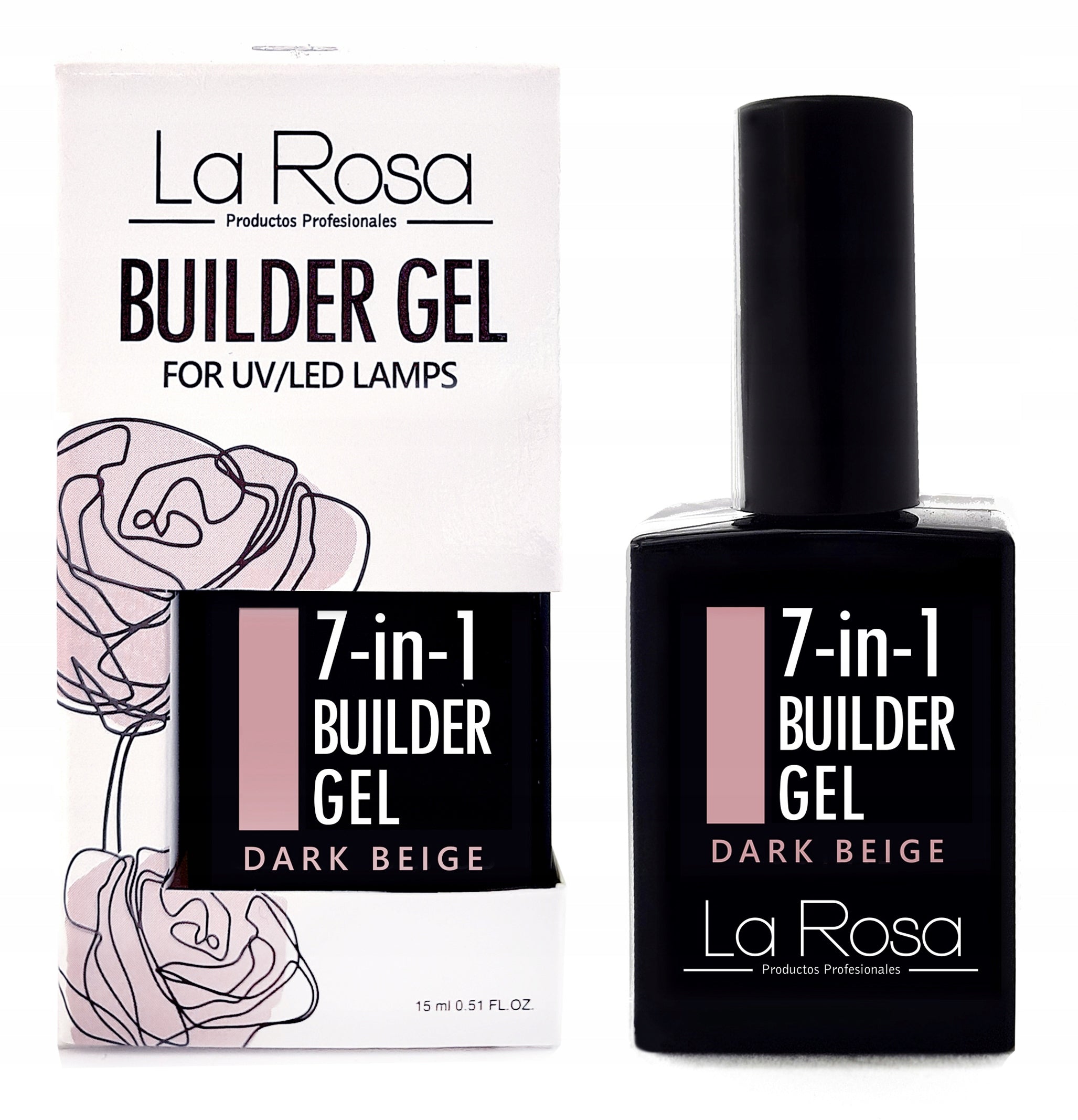 Hybrid-Nagellack La Rosa 7 in1 Builder Gel Dark Beige UV/LED, 15 ml