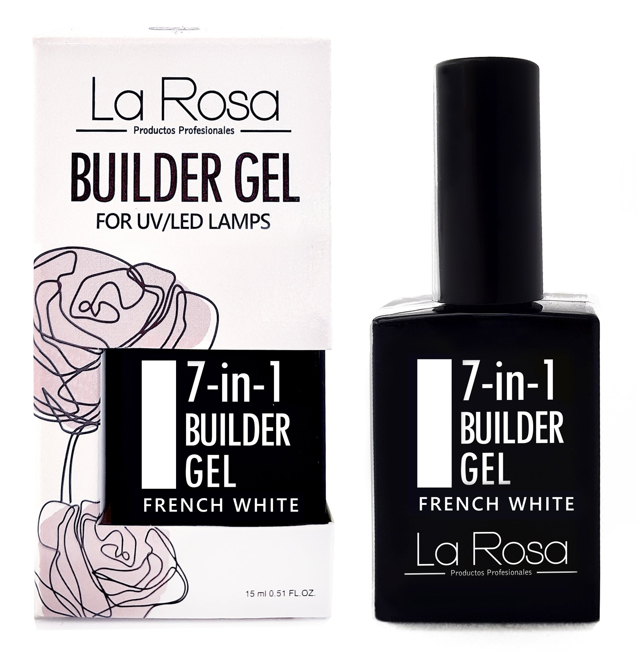 Hybrid-Nagellack La Rosa 7 in1 Builder Gel French White UV/LED, 15 ml