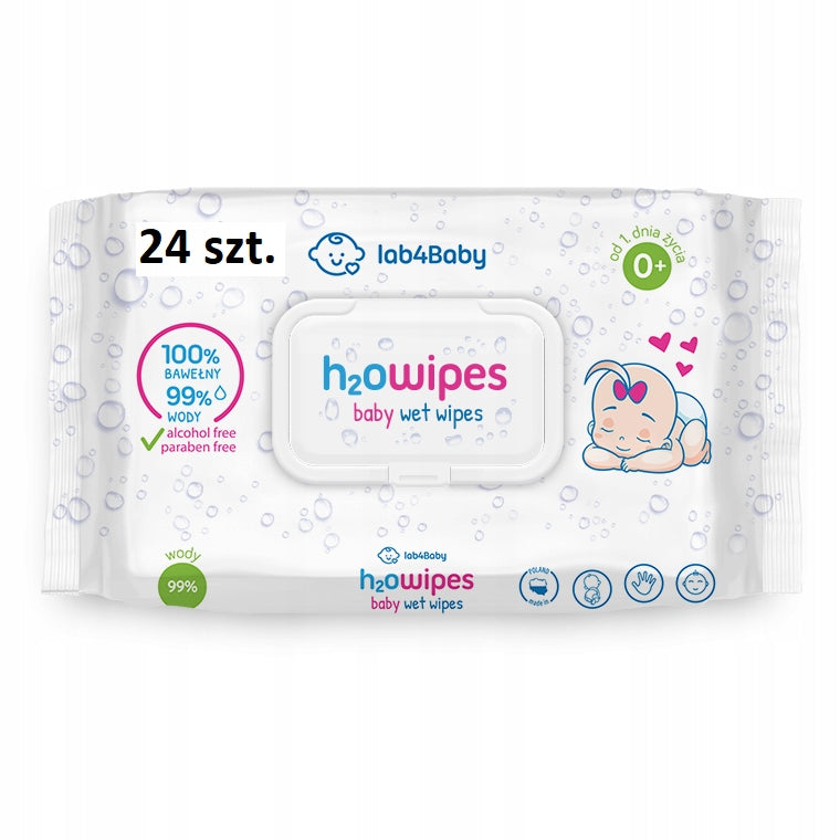 Lab4Baby H2O Baby Wipes Wet Wipes for Children 24 Pack Packaging status original