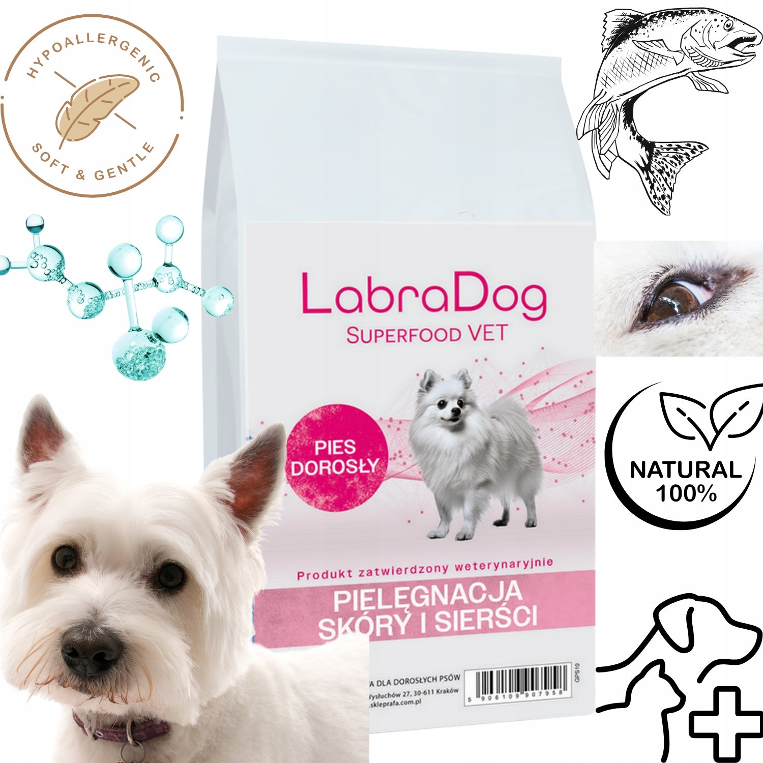 LabraDog VET Hydrolyzed Salmon Dry Food Sensitive West for Stain 200g