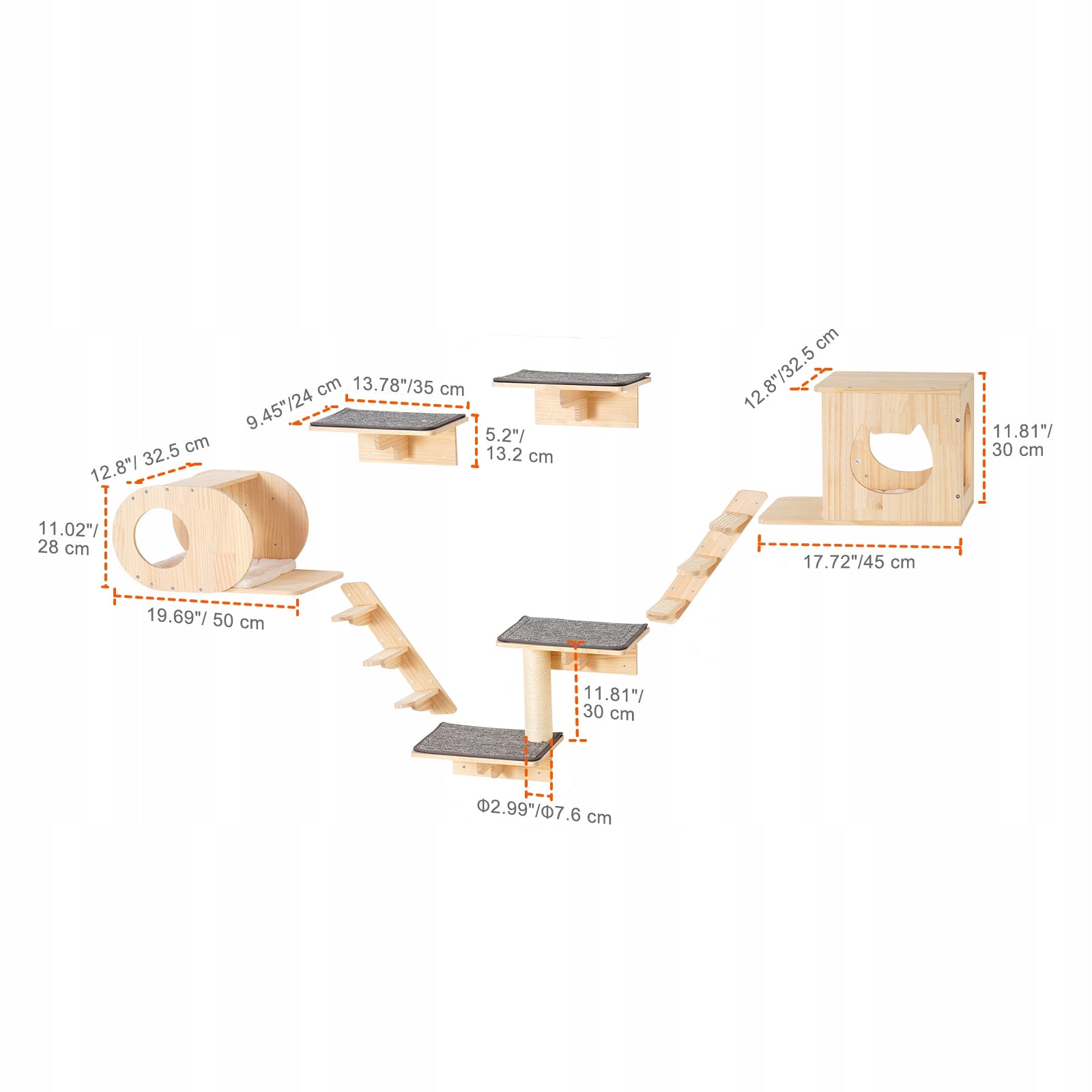Ladder For Cat Load Capacity 18KG Anti Slip Wall Shelves For Cats Manufacturer code ZYSBGSMPJ7
