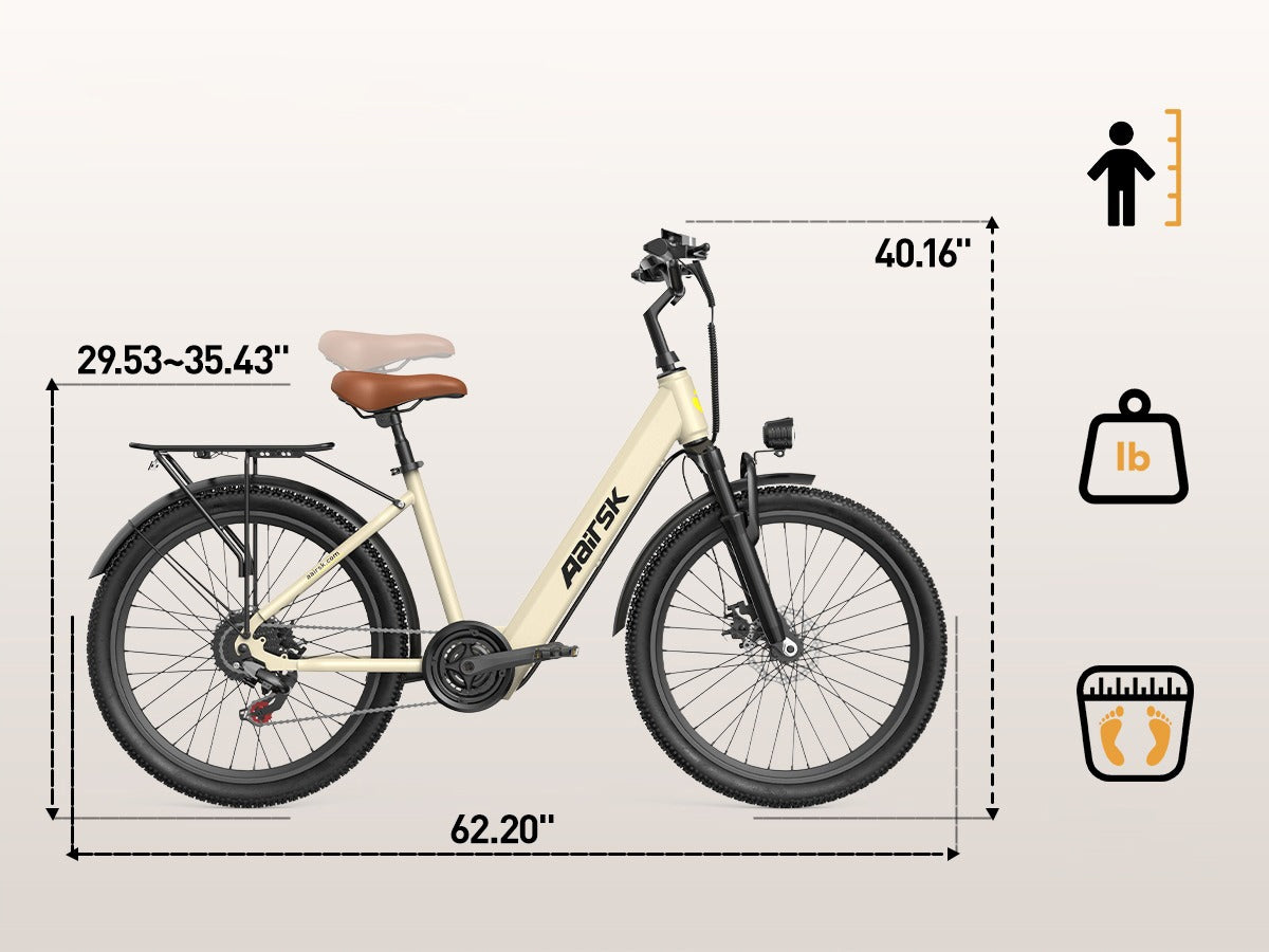 Ladies Aairsk SU7 Urban Commuter E-Bike 250W 36V 10Ah 80KM City Driving Frame size 24"