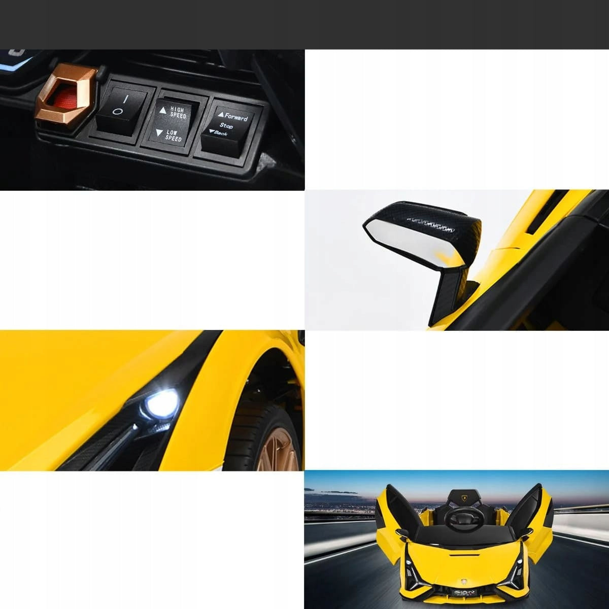 Lamborghini Sián electric car for children with LED lights Batteries included yes