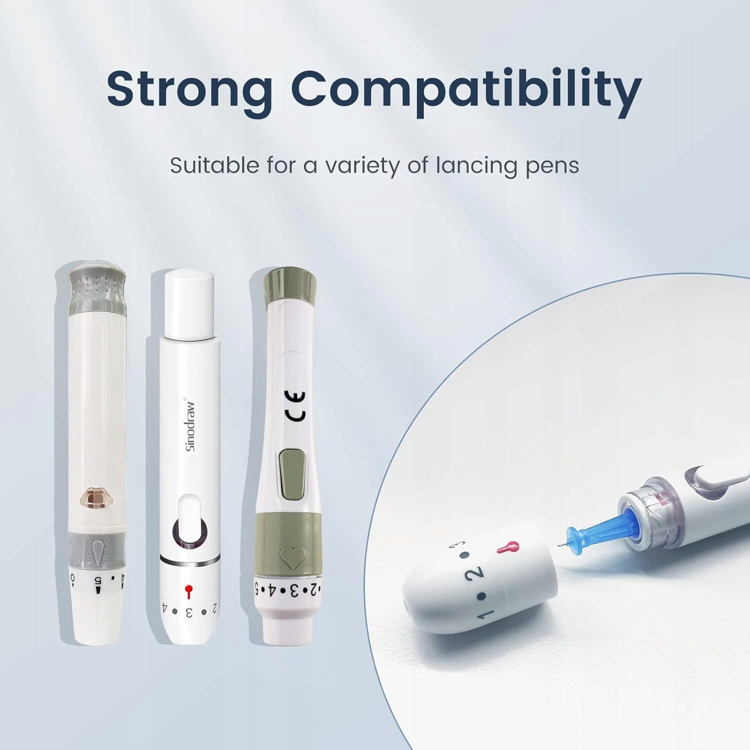 Lancety do pobierania krwi Sinocare Low Pain 28G 150 szt. dla diabetyków Manufacturer code SteriLance Medical ( Suzhou ) Inc