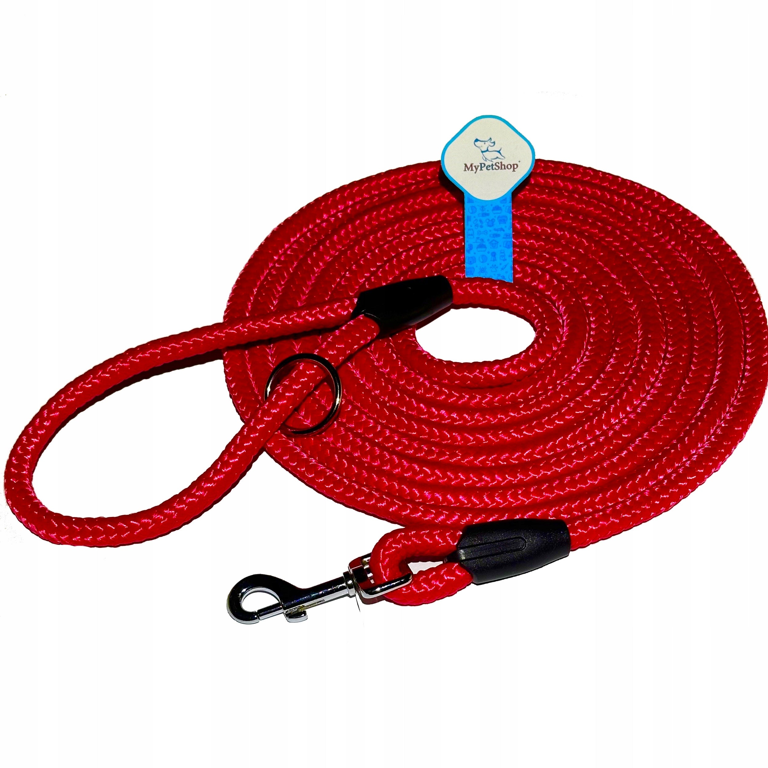 Lanyard for Dog Training Rope 5 m. Thick Rope 12 mm with Circle. Strong notch. Brand MyPetShop