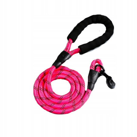 Lanyard reflective dog bow strong rope cord thick solid 1,5m pink