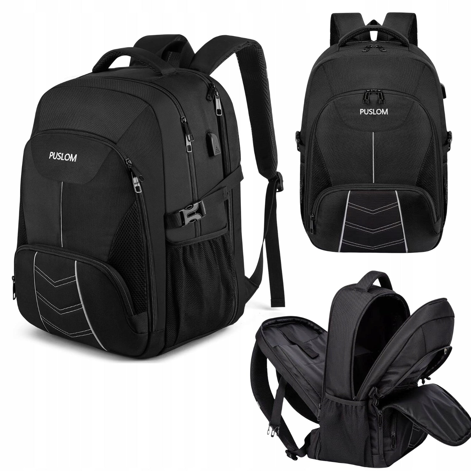 Laptop Backpack 18,4" PUSLOM 55L Men's Large Waterproof Travel USB TSA