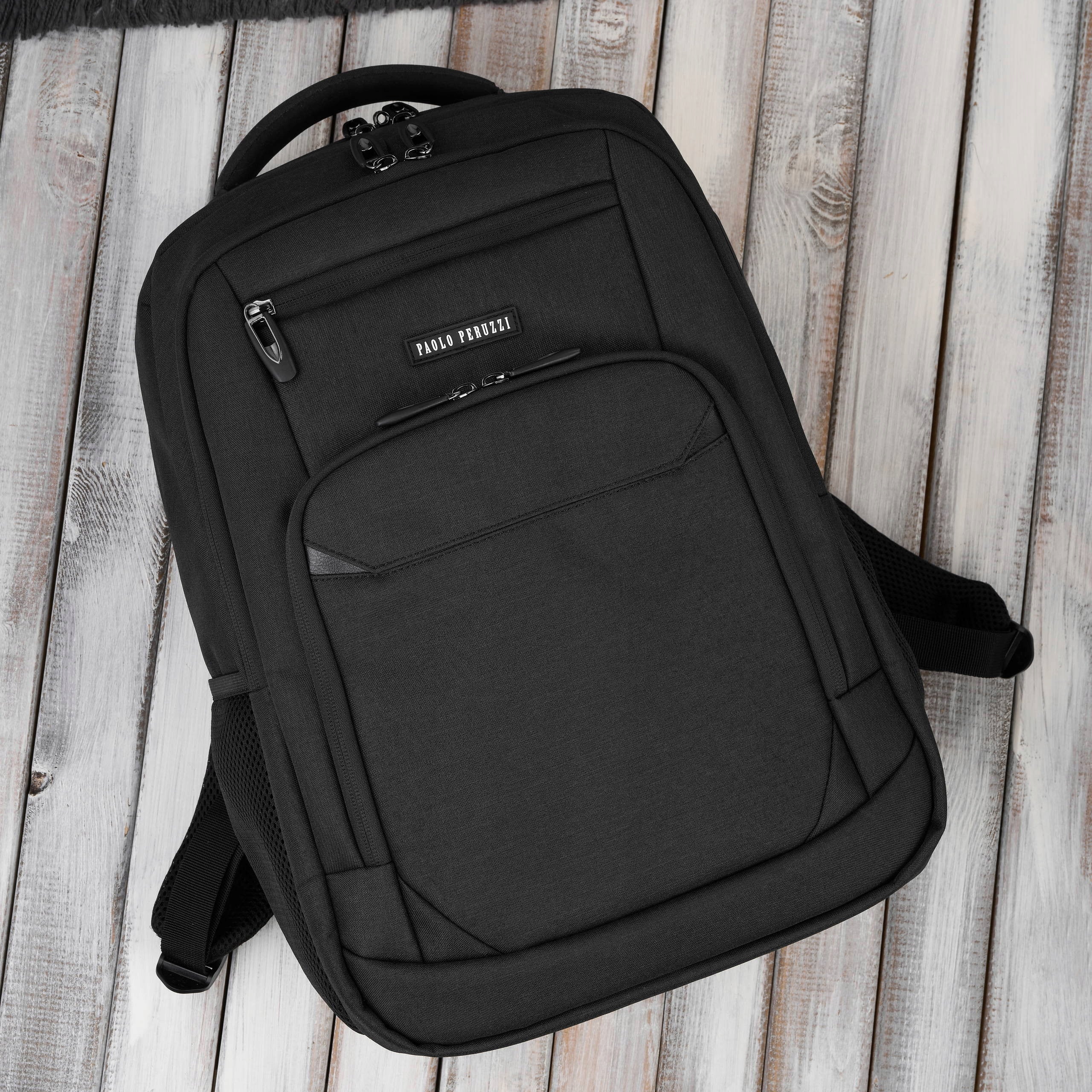 Laptop Backpack Men's Travel for Office Black Waterproof Paolo Peruzzi Packaging status original