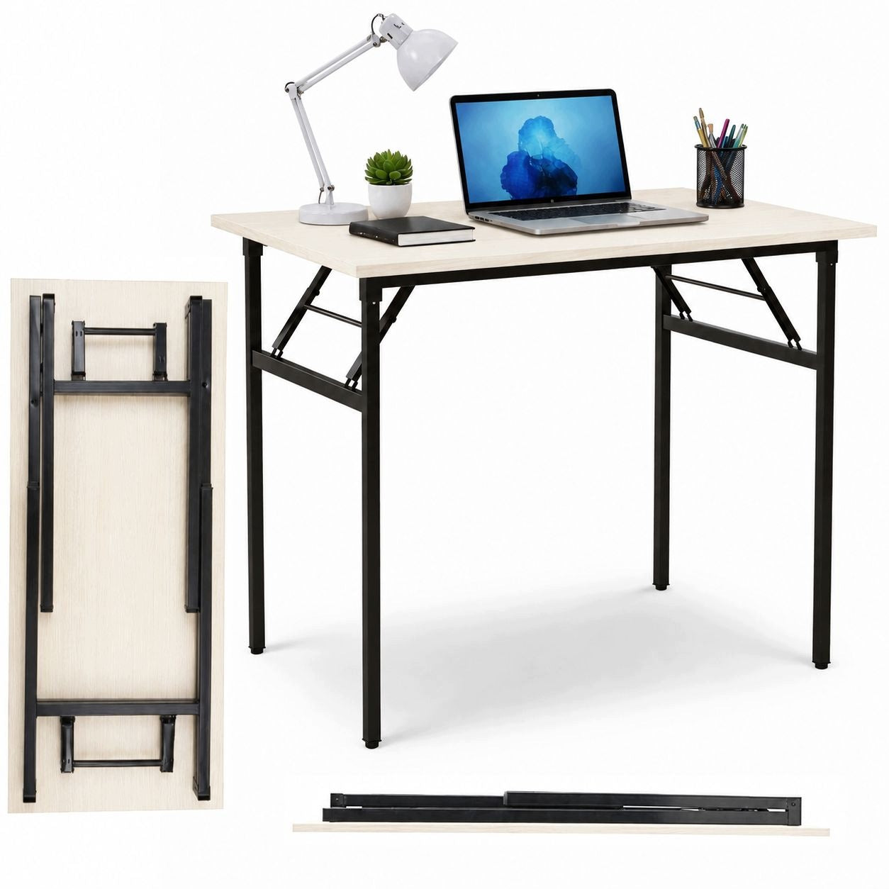 Laptop Table Folding Large Computer Desk 100x50x76 cm WHITE Packaging status original