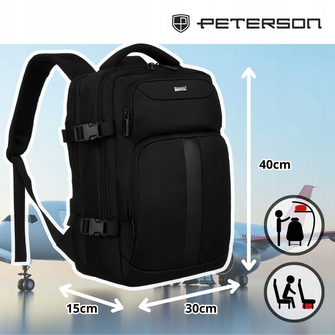 Laptop backpack multifunctional travel black roomy Peterson for work Brand Peterson