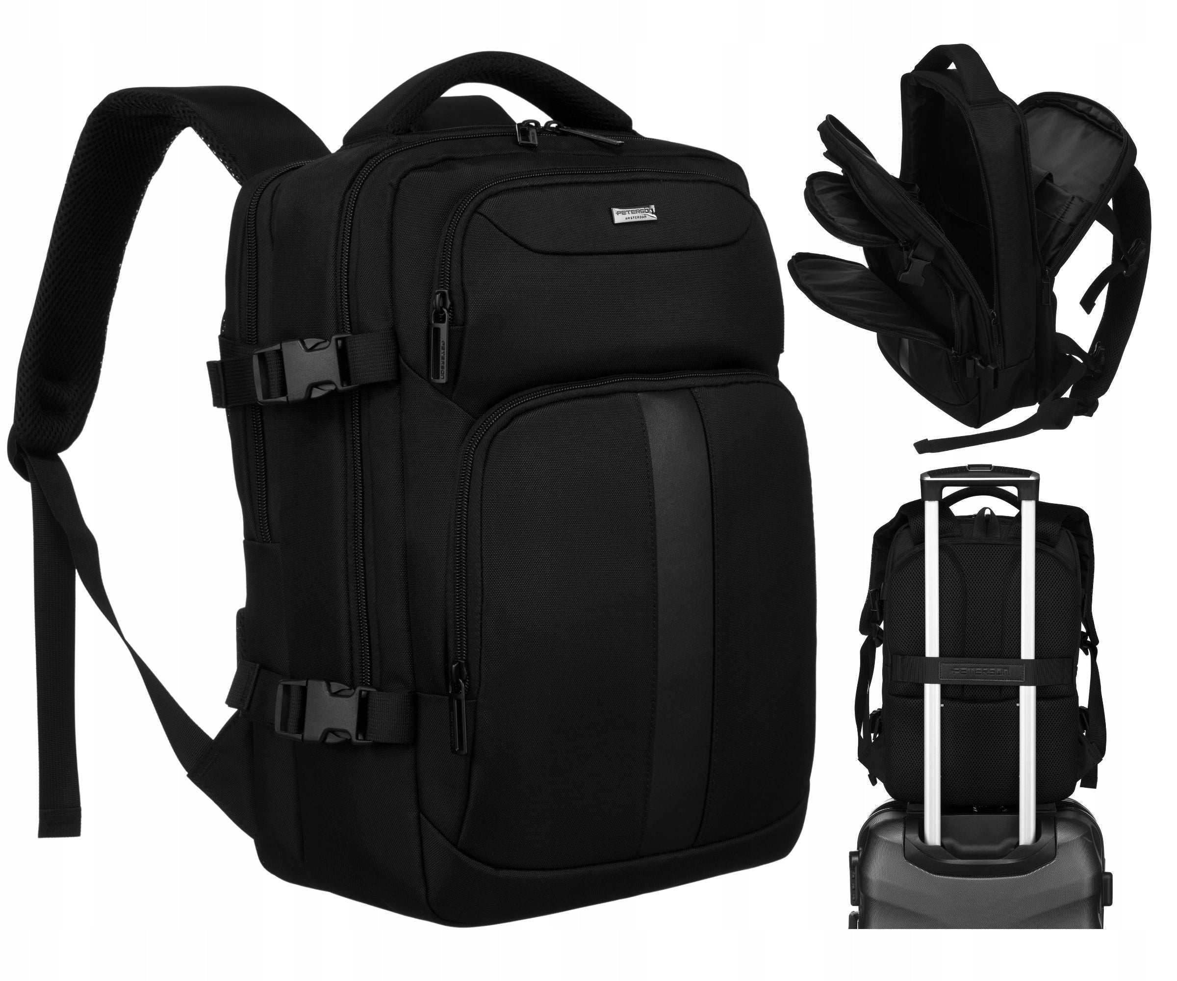 Laptop backpack multifunctional travel black roomy Peterson for work