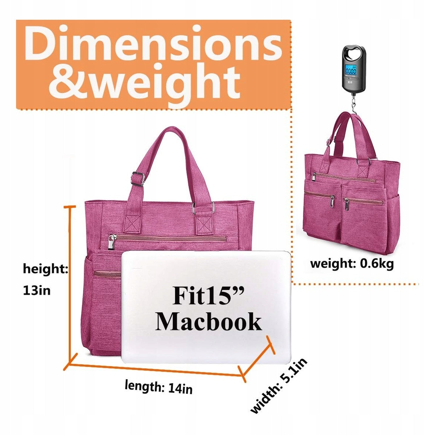 Laptop bag - waterproof - for work and school - pink Manufacturer code B0BDDHFHY8