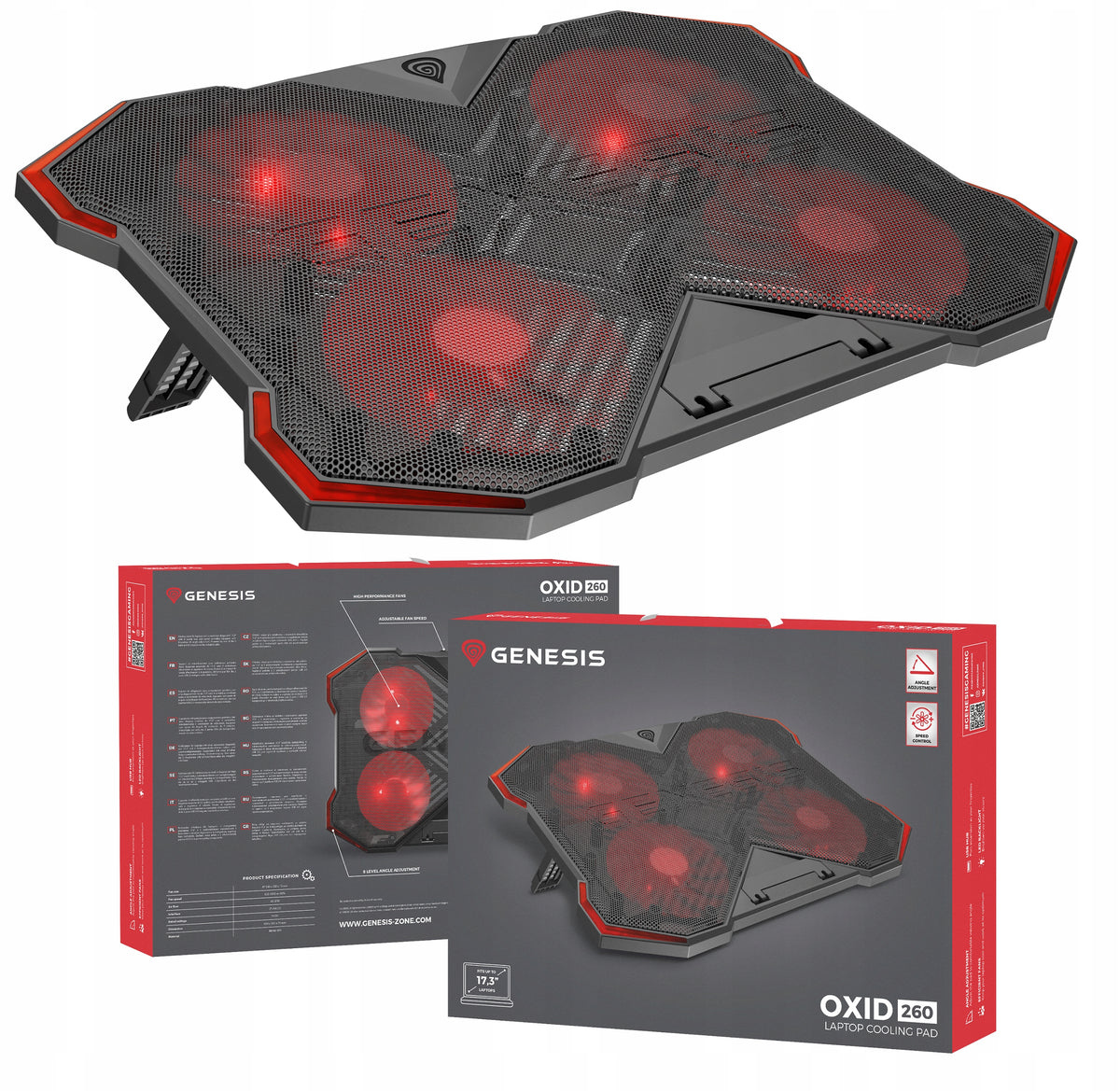 Laptop cooling stand 4 large fans GENESIS OXID 260