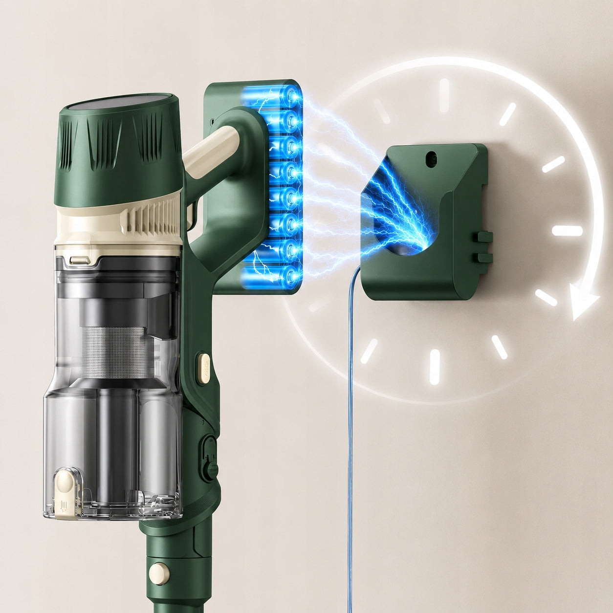 Laresar V12 Cordless Vertical Vacuum Cleaner 600W 65kPa 60min LED HEPA x3 Power supply rechargeable battery