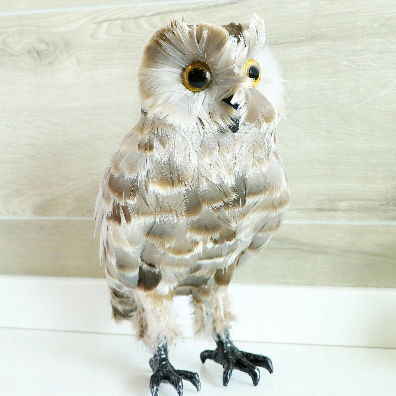 Large Artificial Owl Taxidermy Decor White/ Brown #1 Main material fabric