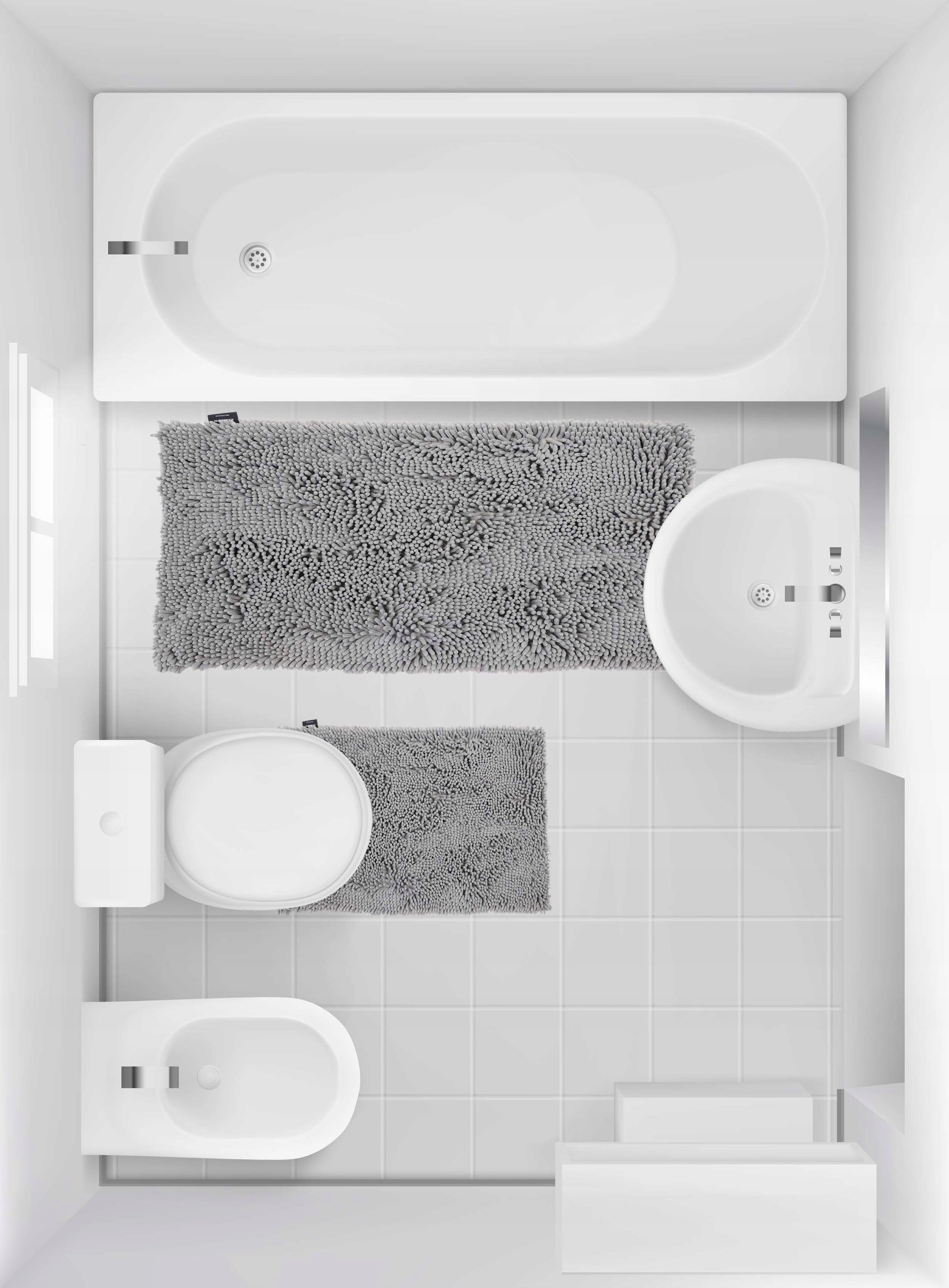 Large Bathroom Rug Absorbent for Washing Anti-slip Grey 70X120cm Material microfiber