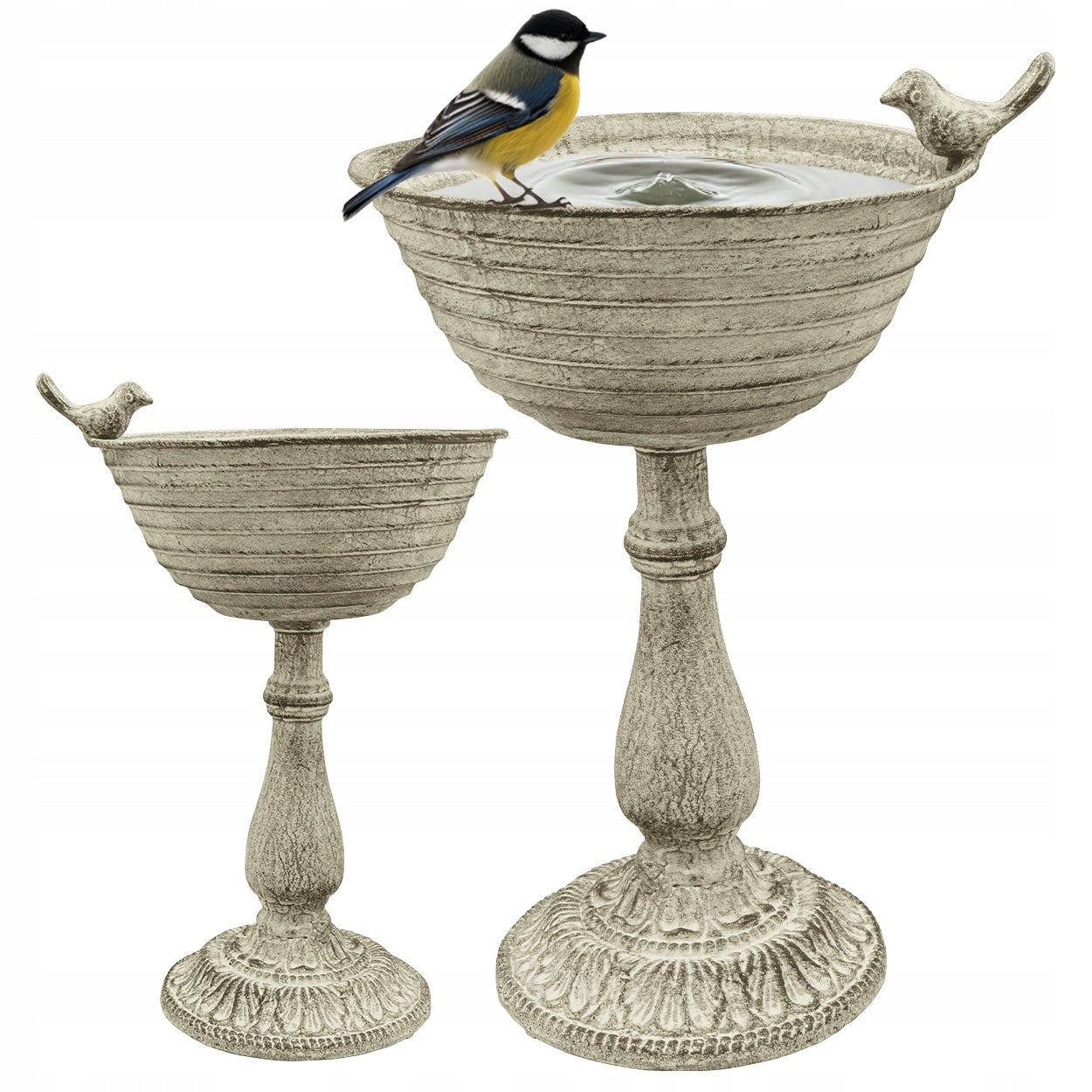 Large Bowl Bird Bathtub Drinker 32 cm Standing Vintage Garden Ornament