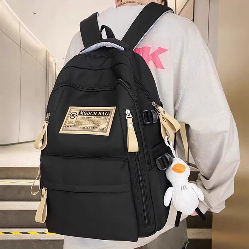 Large Capacity Black Canvas Backpack for School & College Students Color black