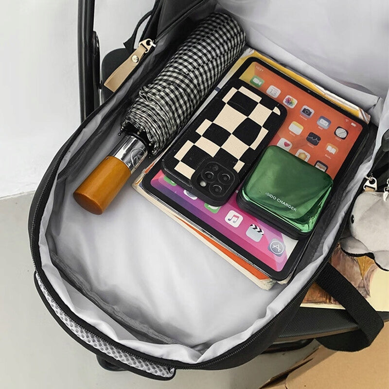Large Capacity Black Canvas Backpack for School & College Students Manufacturer code JD_YQQ_12655