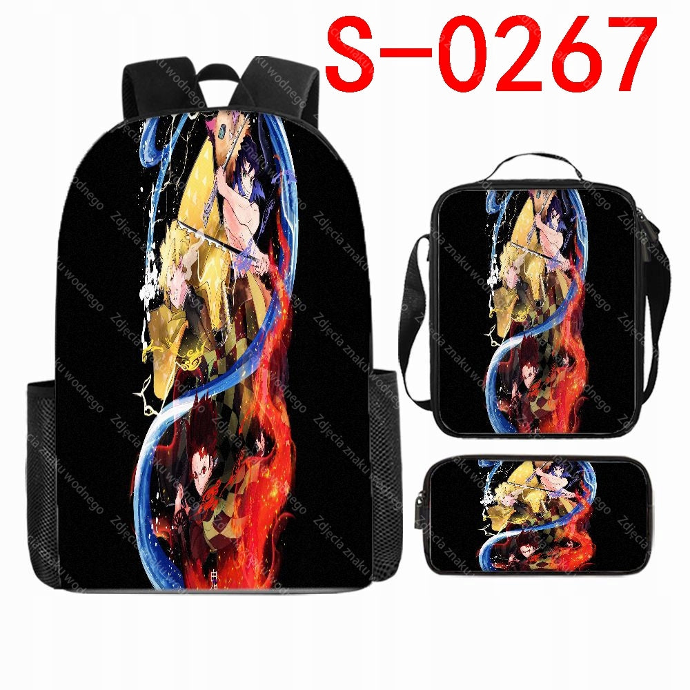 Large Capacity School Backpack with Fire Printing Effect: Anime Packaging status original