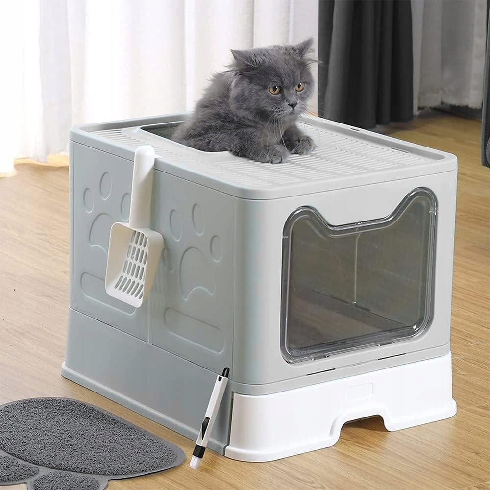 Large Cat Cuvette Closed Indoor Lockable with Drawer with XXL Spatula Length 50 cm