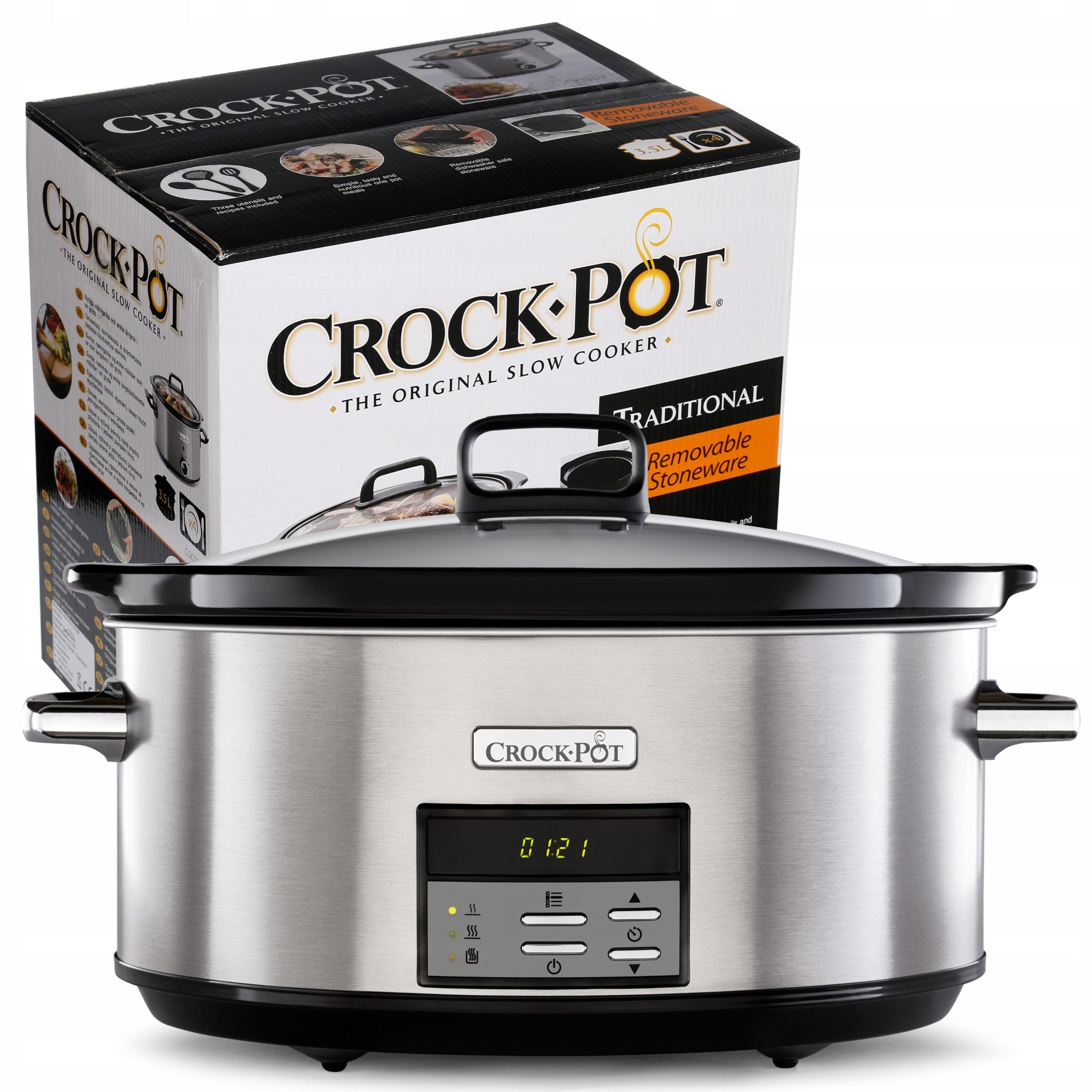 Large Ceramic Slow Cooker CrockPot 7.5l Digital, Removable Bowl + RECIPES