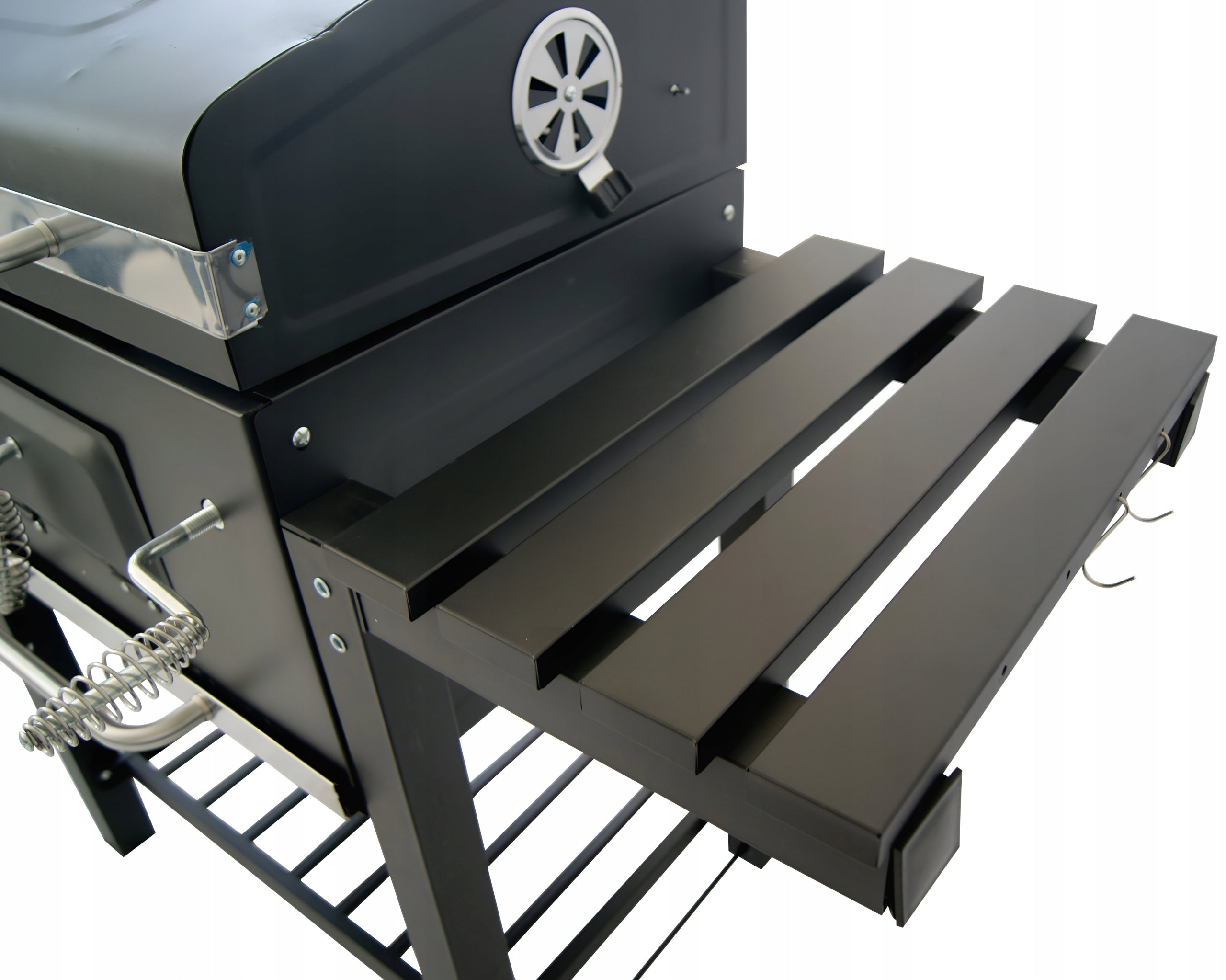 Large Charcoal Garden GRILL with Grate Cover Toaster Thermometer Black Grill depth 47 cm