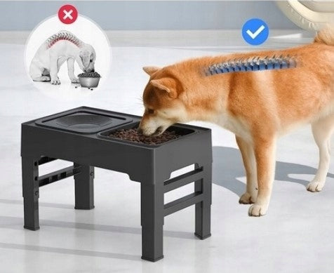 Large Dog Bowl Adjustable Stand Double Non-Spill Slowing Trade name Miska dla psa spowalniająca jedzenie niechapiąca rękawica do wyczesywania sierści