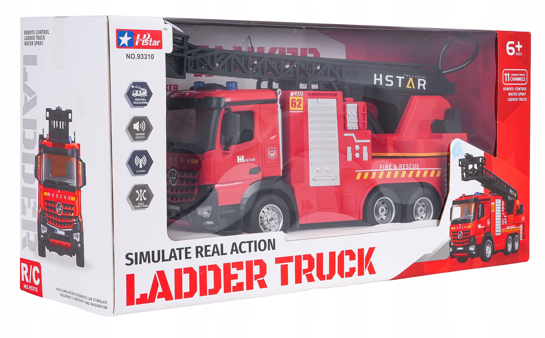 Large Fire Truck Remote Controlled Red 1:18 Sound LED R/C ZRC.93310 Brand no brand