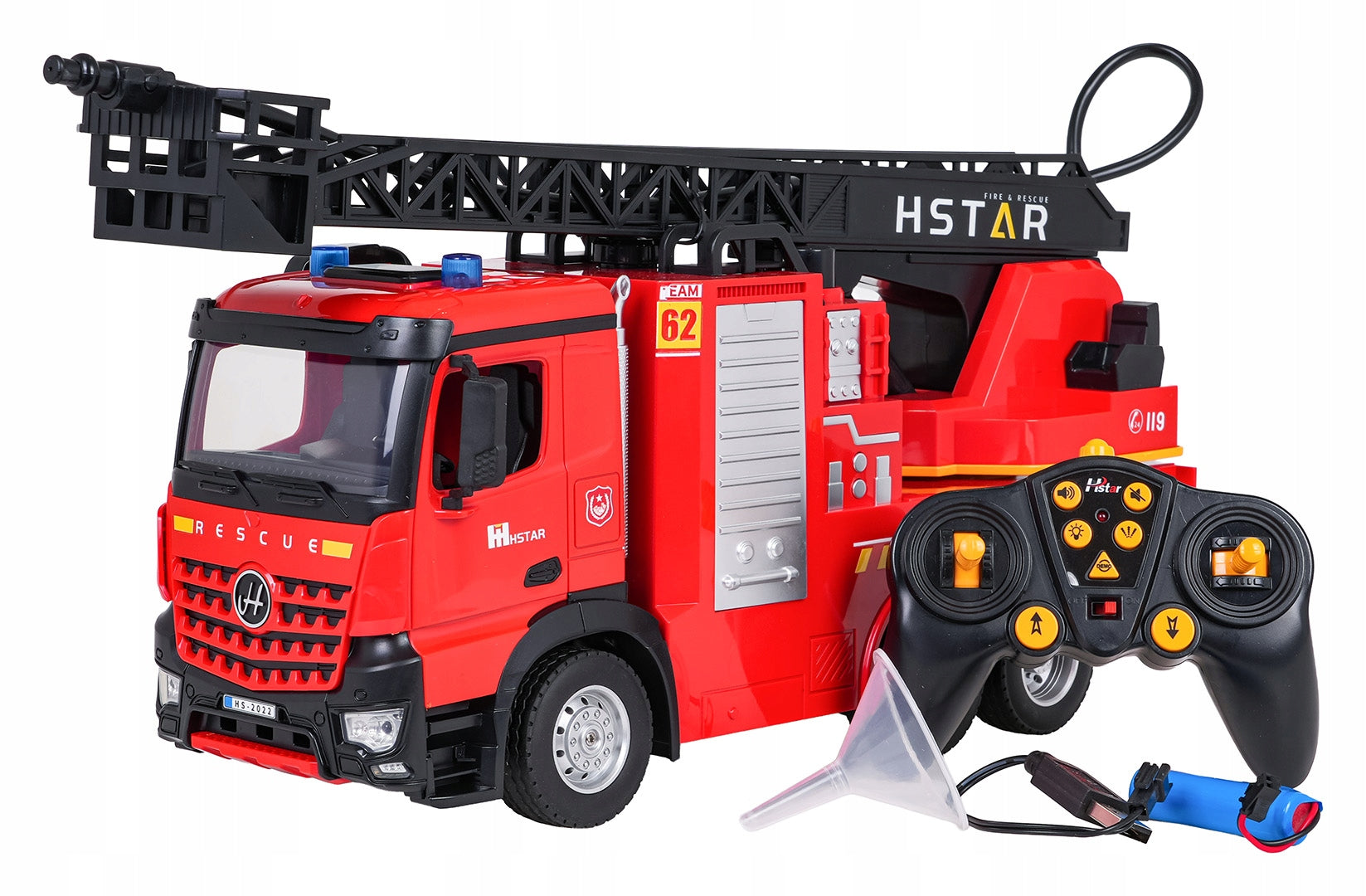 Large Fire Truck Remote Controlled Red 1:18 Sound LED R/C ZRC.93310 Manufacturer code STRAŻ POŻARNA RC ZRC.93310-M