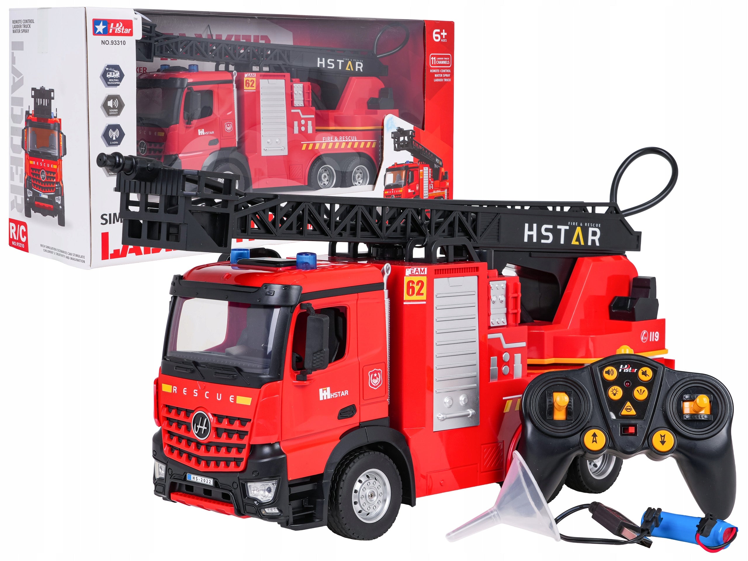 Large Fire Truck Remote Controlled Red 1:18 Sound LED R/C ZRC.93310