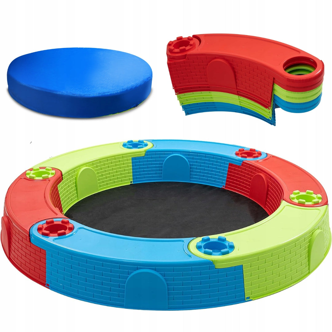 Large Folding Plastic Sandbox With COVER And Mat Pool With Balls 170