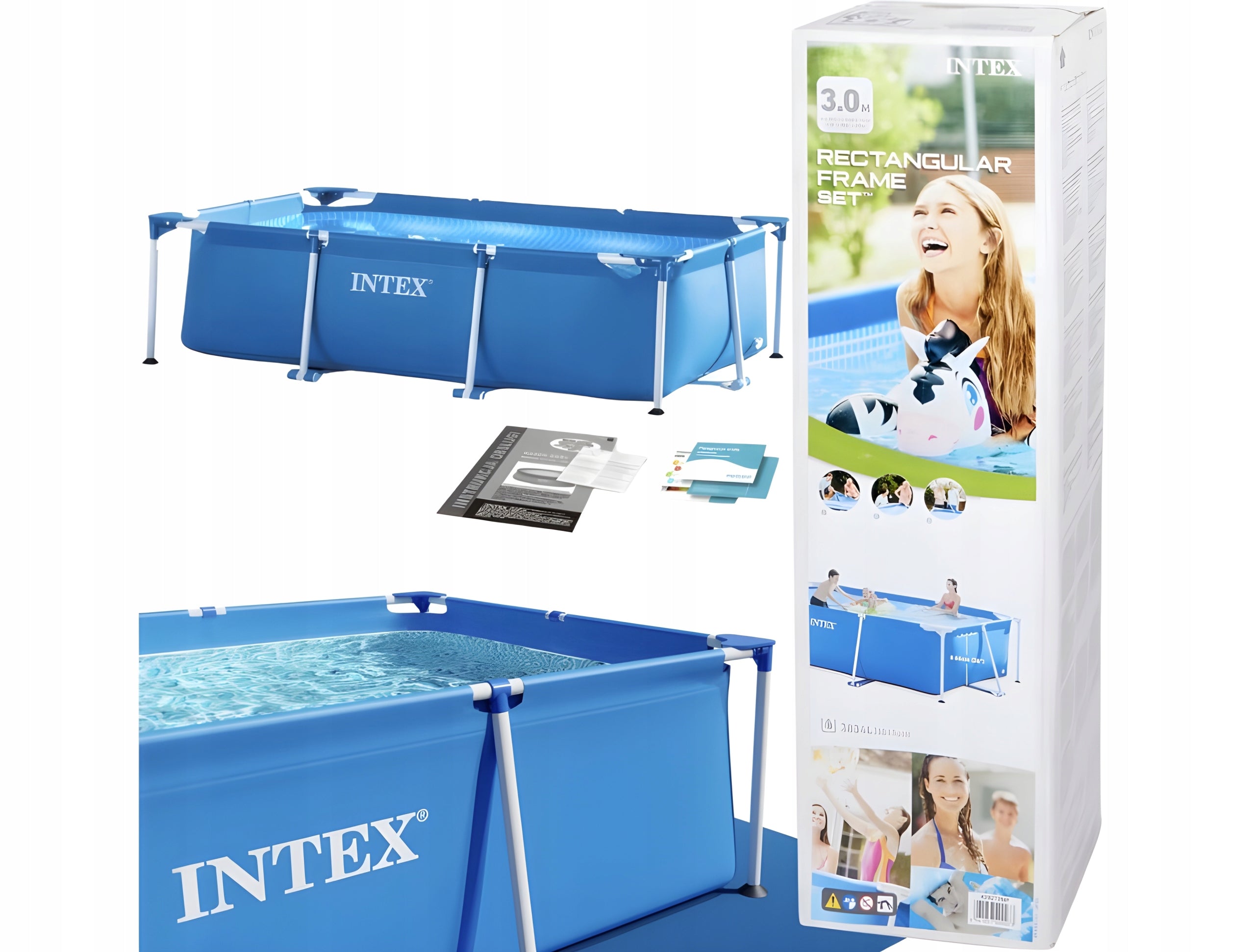 Large Framed Pool Rectangular INTEX 300x200x75 cm Garden Shape rectangular