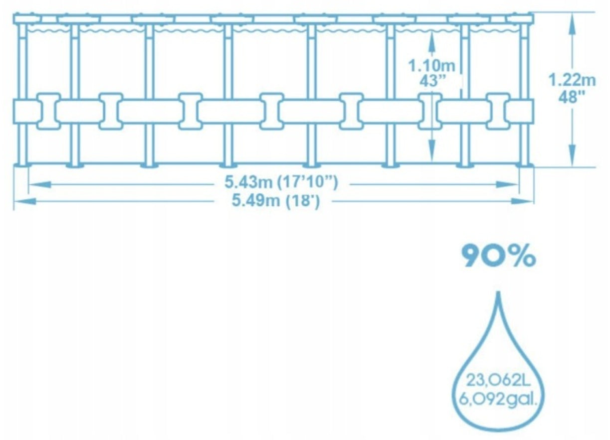 Large Garden Pool Framed Round 549x122 pump Bestway 56462 MODEL2026 Height 122 cm