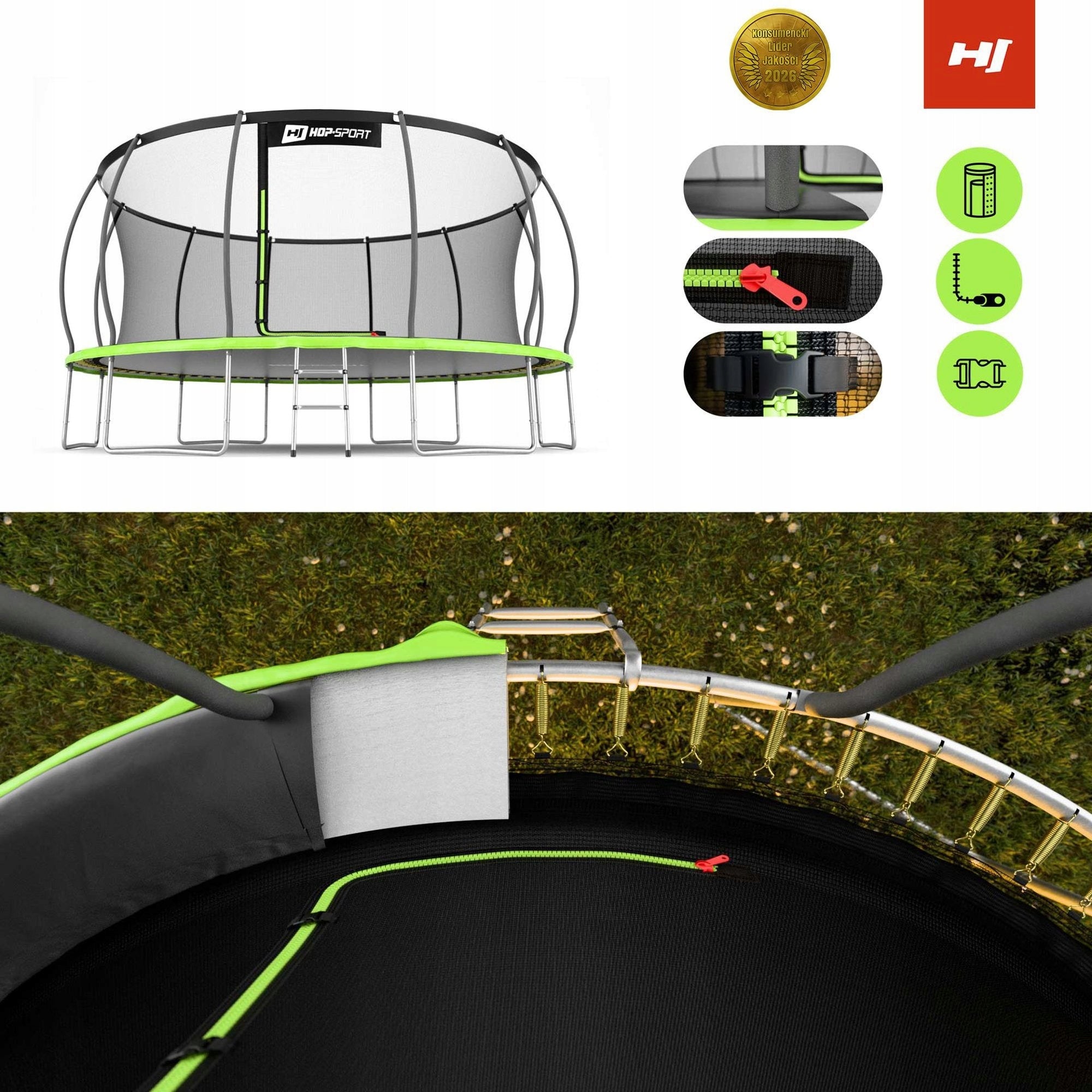 Large Garden Trampoline 16ft Pumpkin Ladder Durable 488cm For Kids Brand Hop-Sport