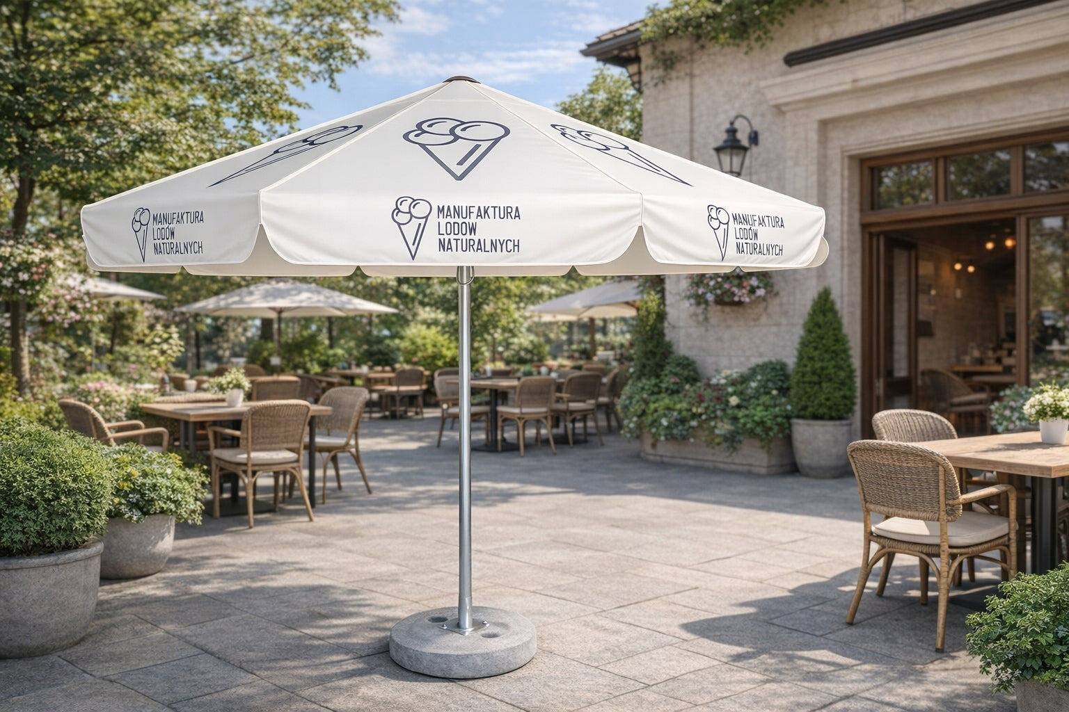 Large Garden Umbrella 4m Advertising Gastronomic with LOGO Ice Cream Shop Product height 250 cm