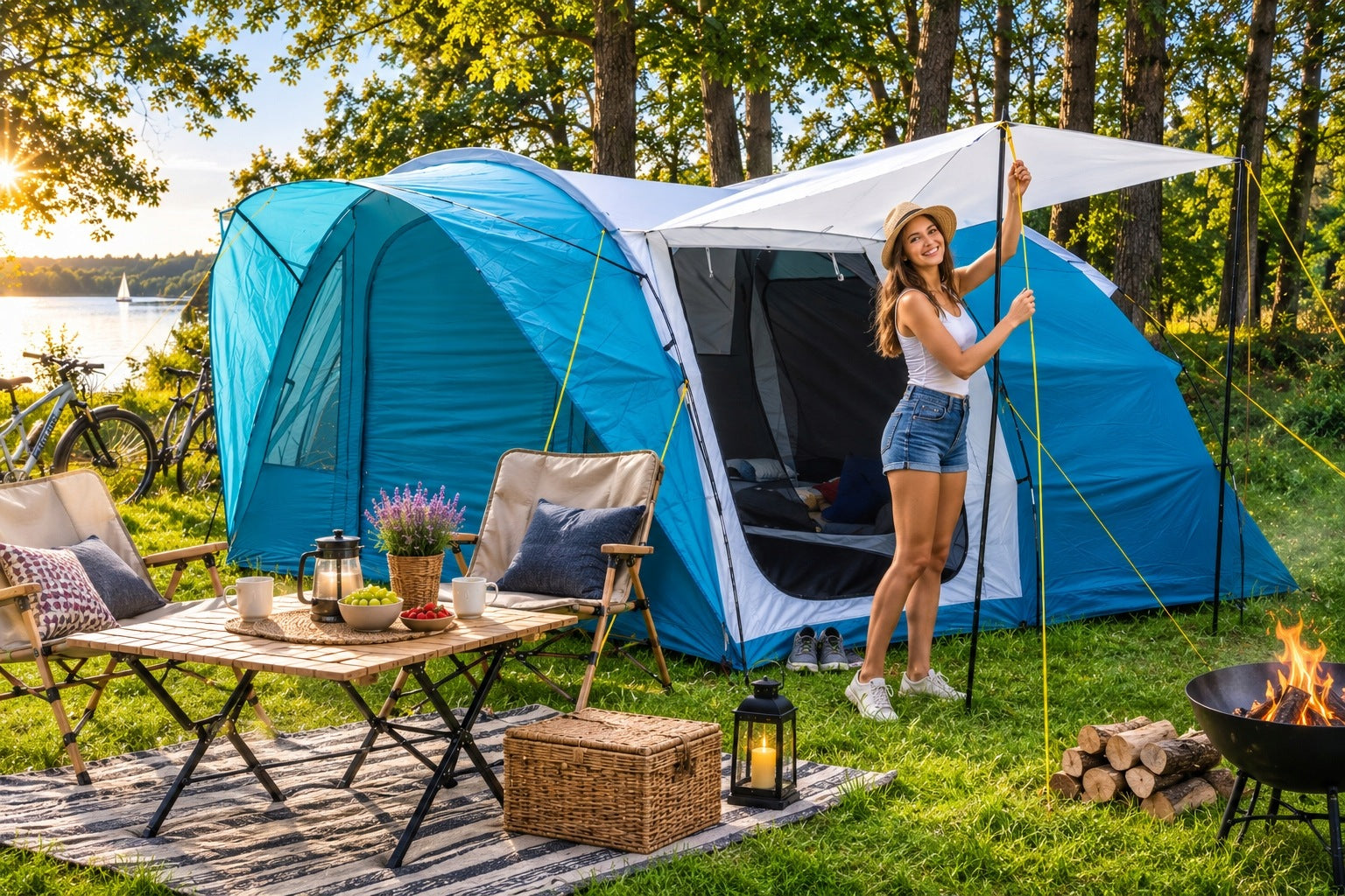Large High Tent VENTURA XXL SleepWell 5 Seater 5000mm Integrated
