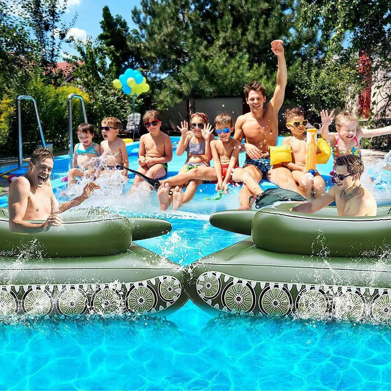 Large Inflatable Tank For Kids With Water Cannon Model W