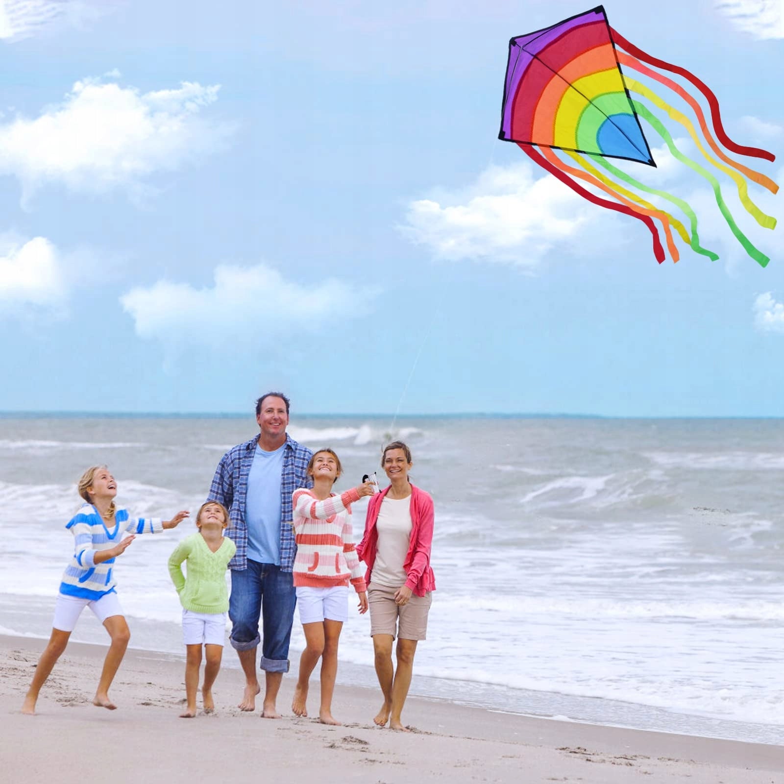 Large KITE COLORFUL rainbow for children child adult tail 105 cm Brand Bedee