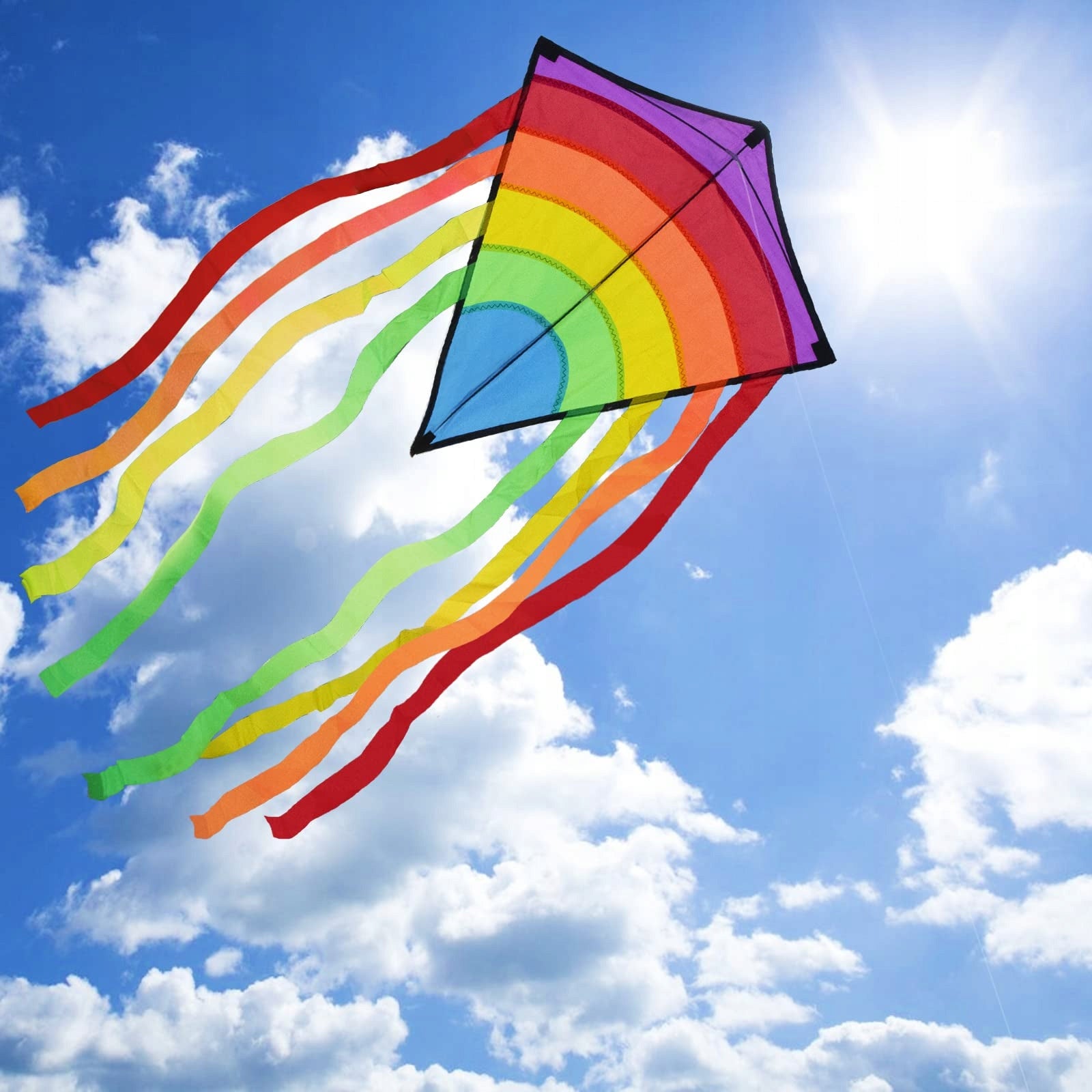 Large KITE COLORFUL rainbow for children child adult tail 105 cm Packaging status original