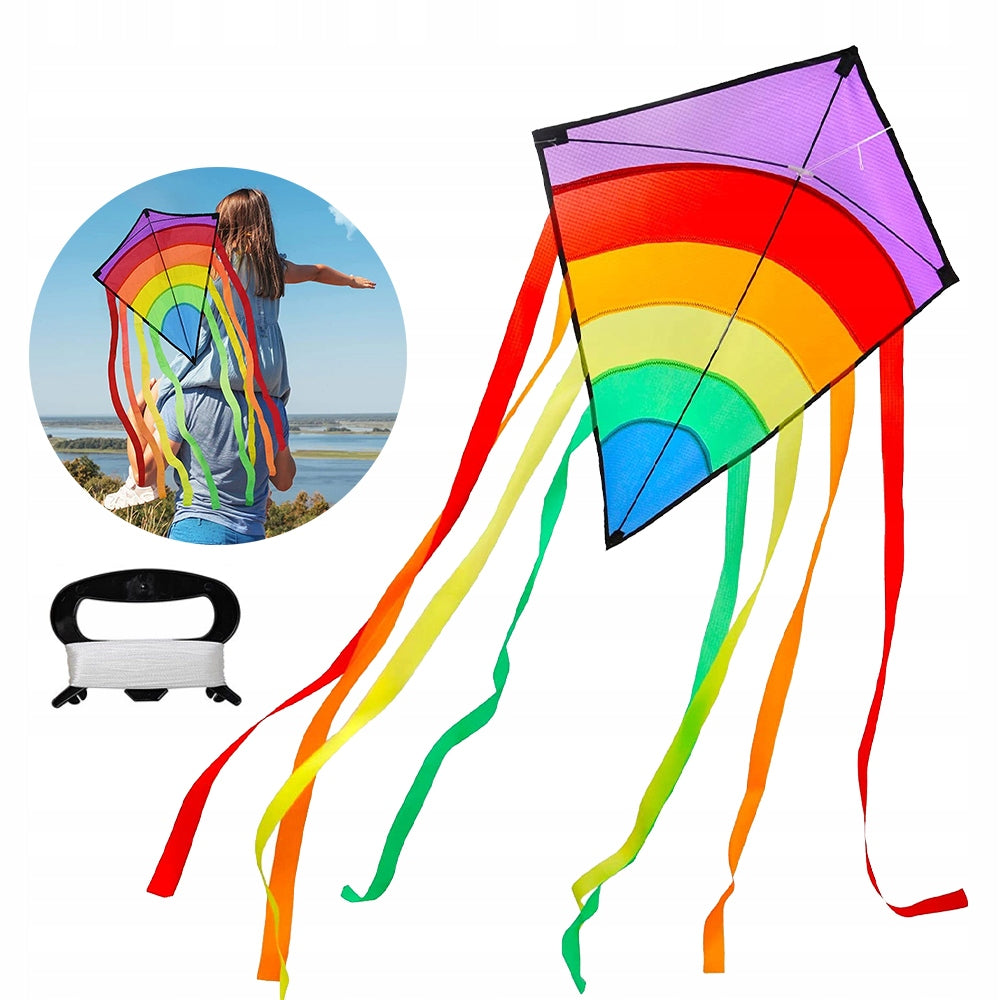 Large KITE COLORFUL rainbow for children child adult tail 105 cm