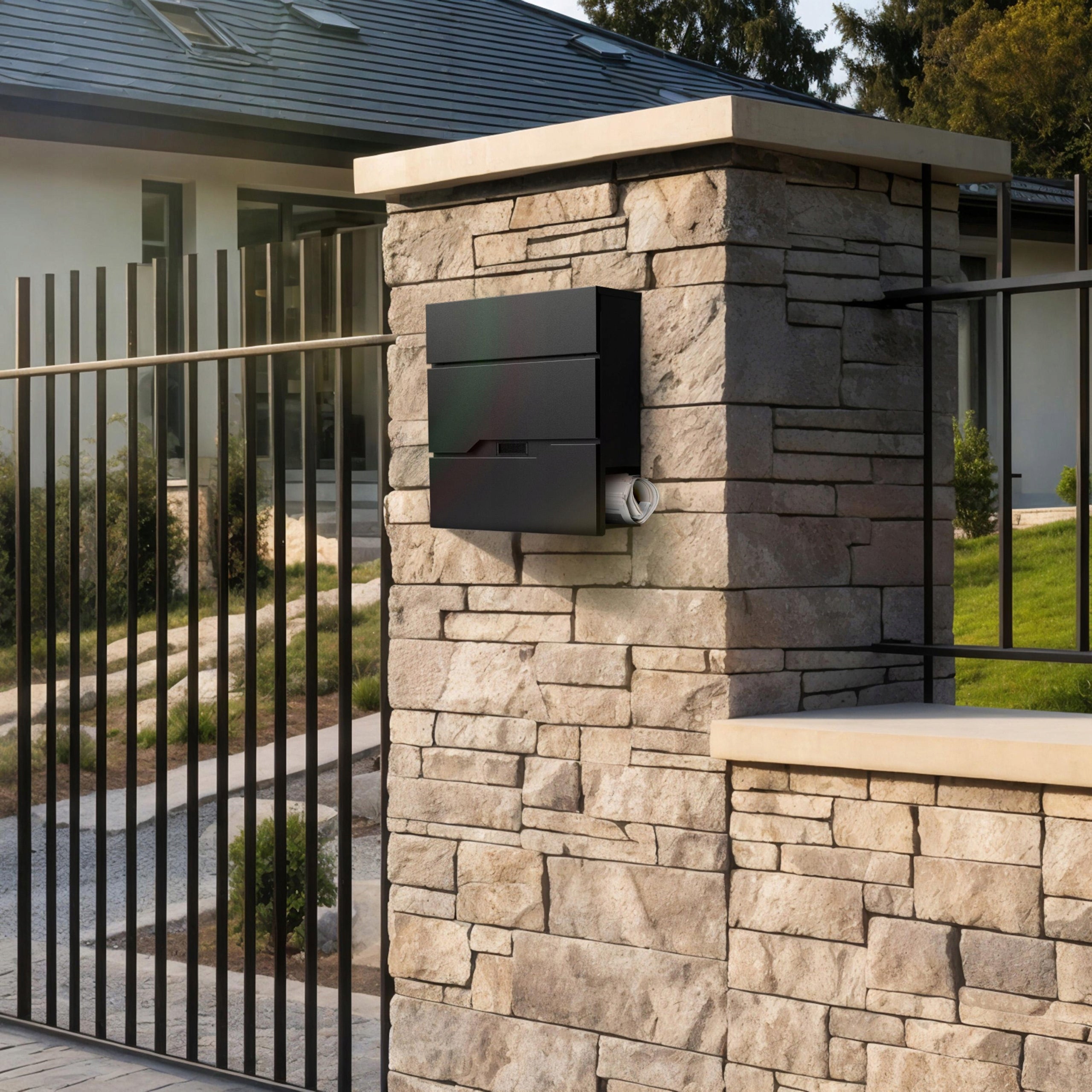 Large Letterbox A4 Newspaper For Fence For Post Office Newspaper Tube Box type slot with a newspaper holder