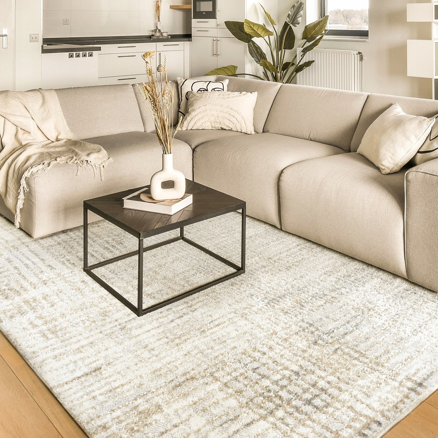 Large Living Room Rug 200x280cm Designer Modern Glamour Beige Packaging status original