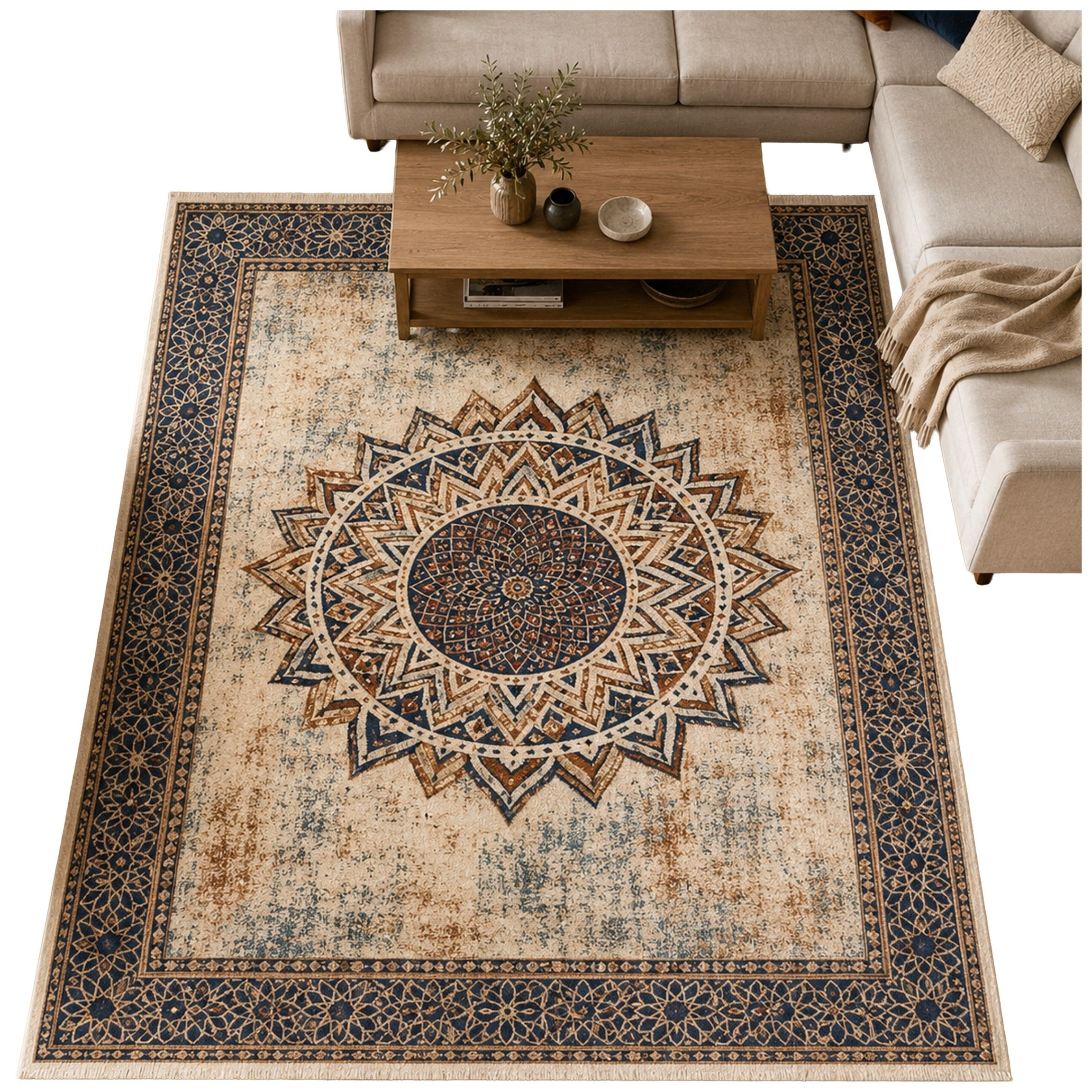Large Mandala carpet for living room 200x300 oriental NOVO non-slip soft