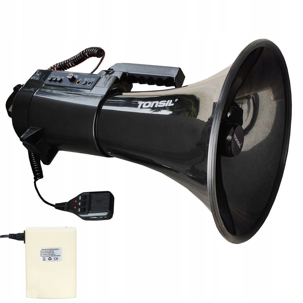 Large Megaphone TE 35/20 MP3 Recording USB Siren Power 150W 1500m + Rechargeable Battery