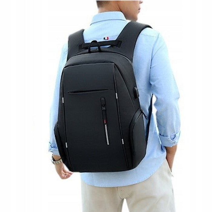Large Men's Laptop Backpack BLACK for Work School USB Youth Brand Likado