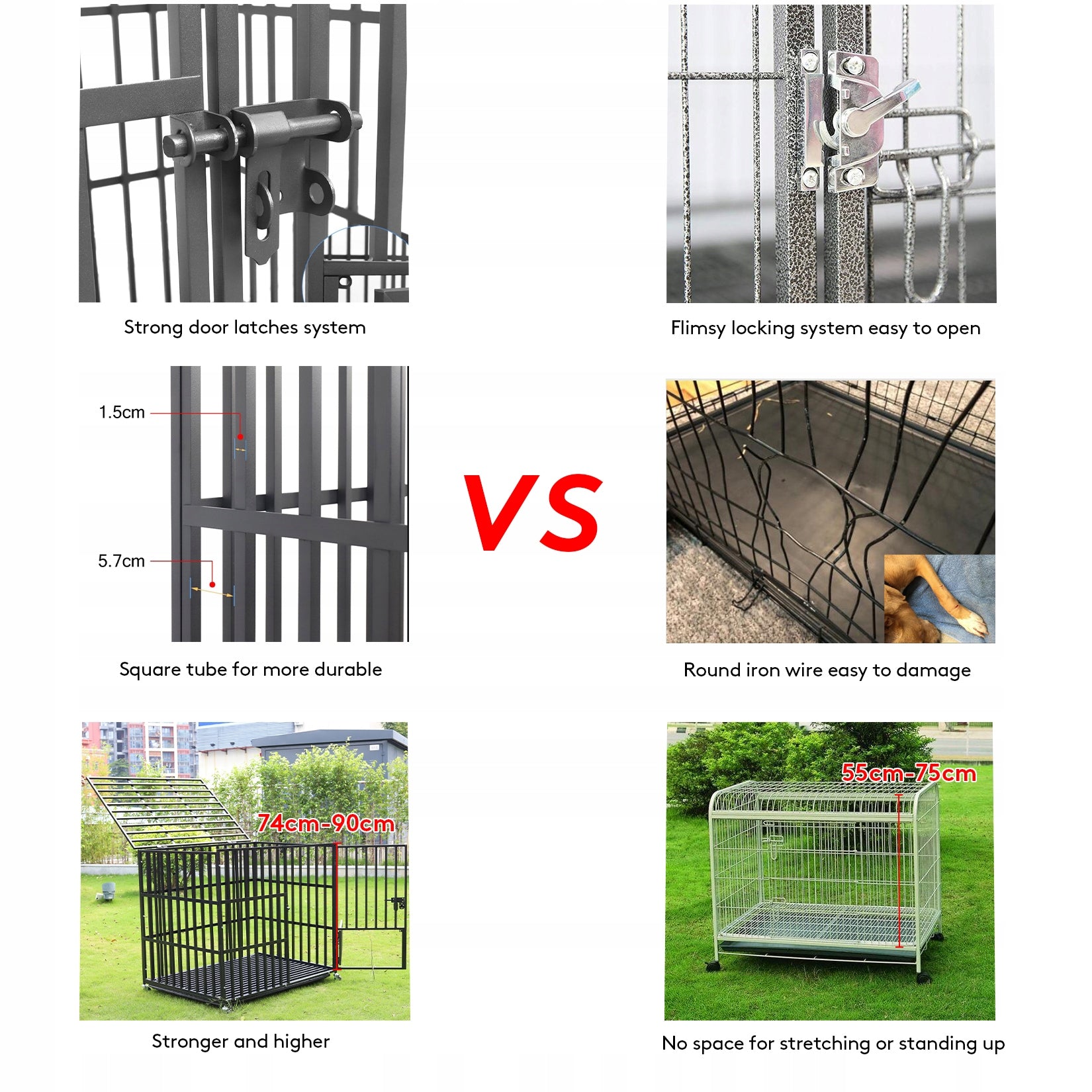 Large Metal Kennel Cage For Dog 107x78x89cm Product width 77.5 cm